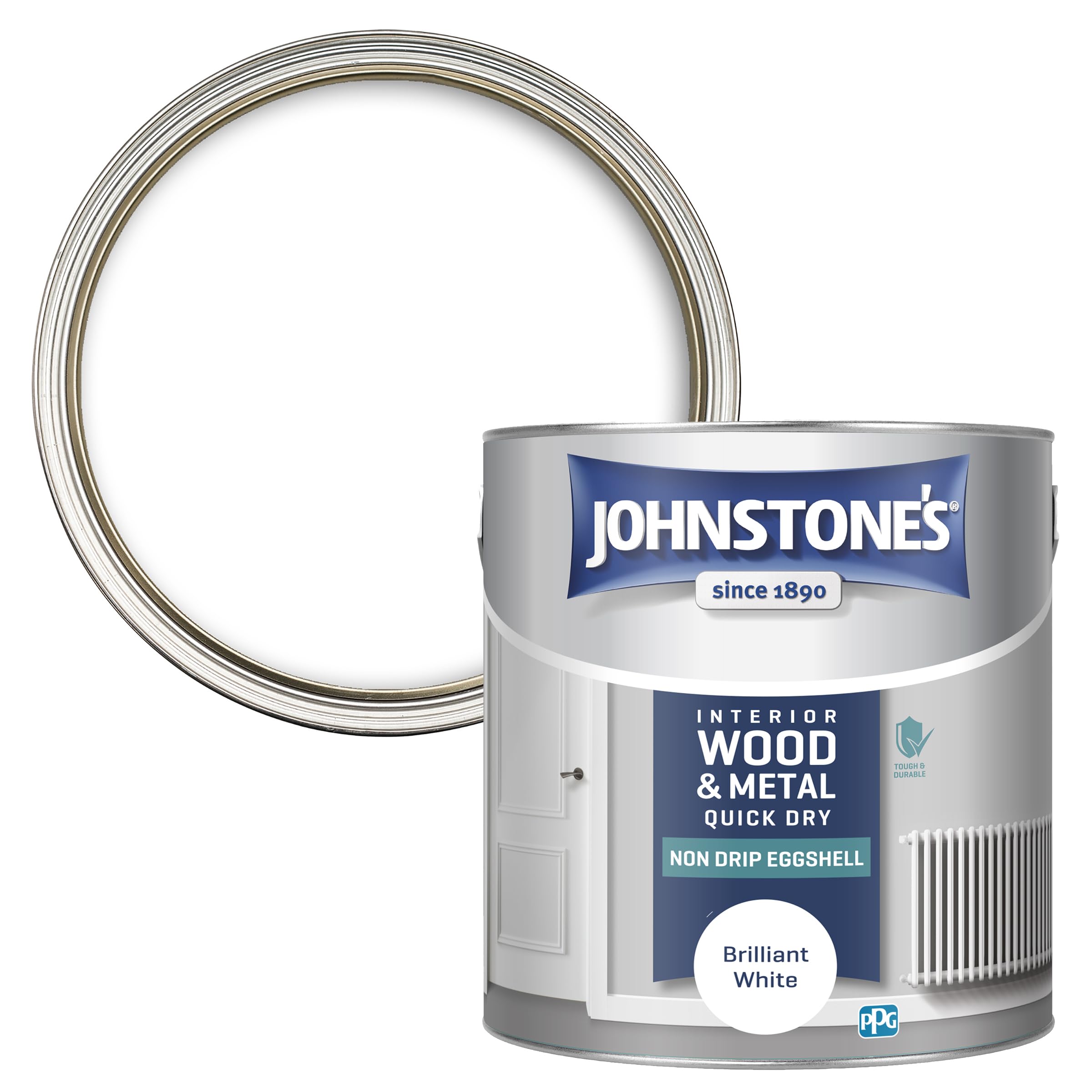 Johnstone's - Interior Wood and Metal Eggshell Paint - Brilliant White - 2.5L
