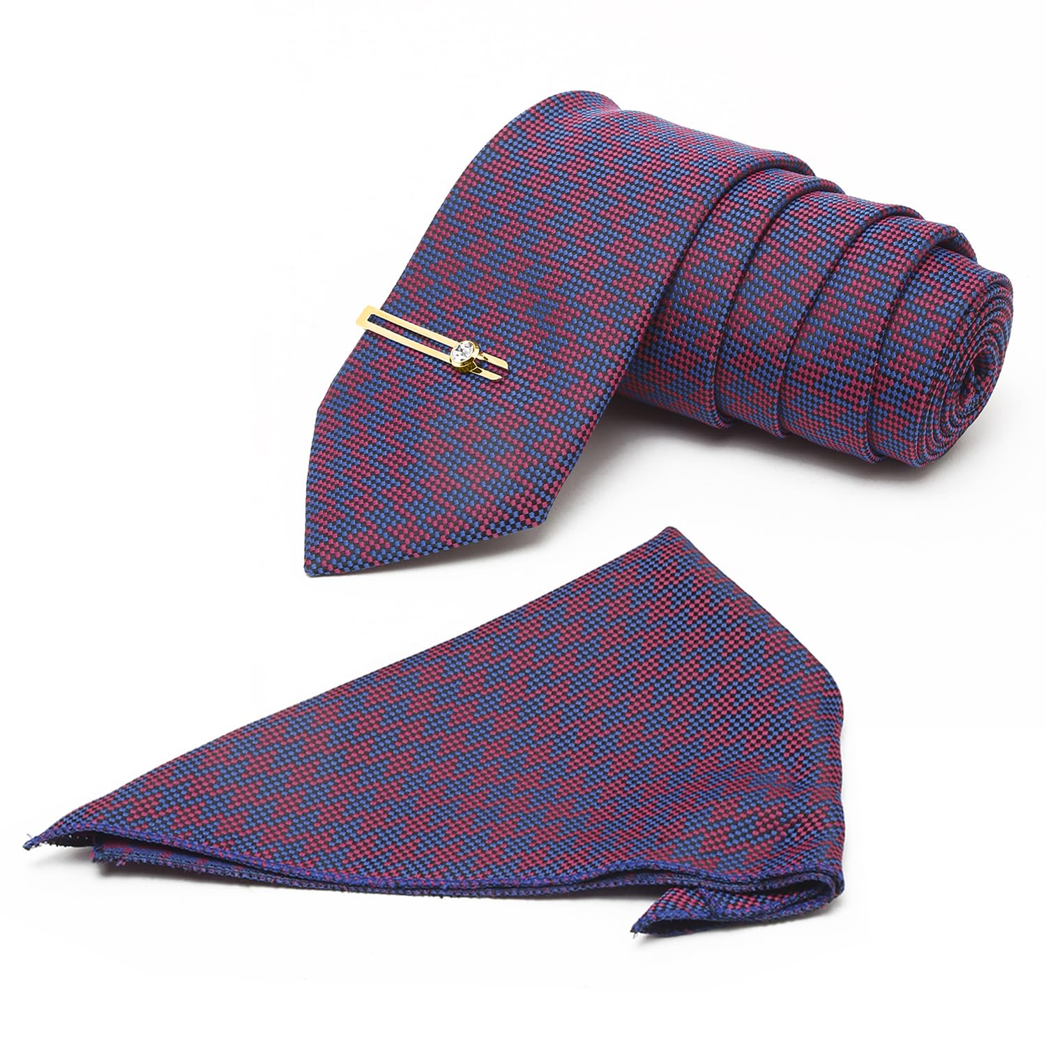 mutaqinoti Mens Mingling Mix Woven Micro Silk Necktie Set Incl Pocket Square Golden Tiepin American Style Formal Tie Gift Set for Men (TEGP-RW08)-picture-55