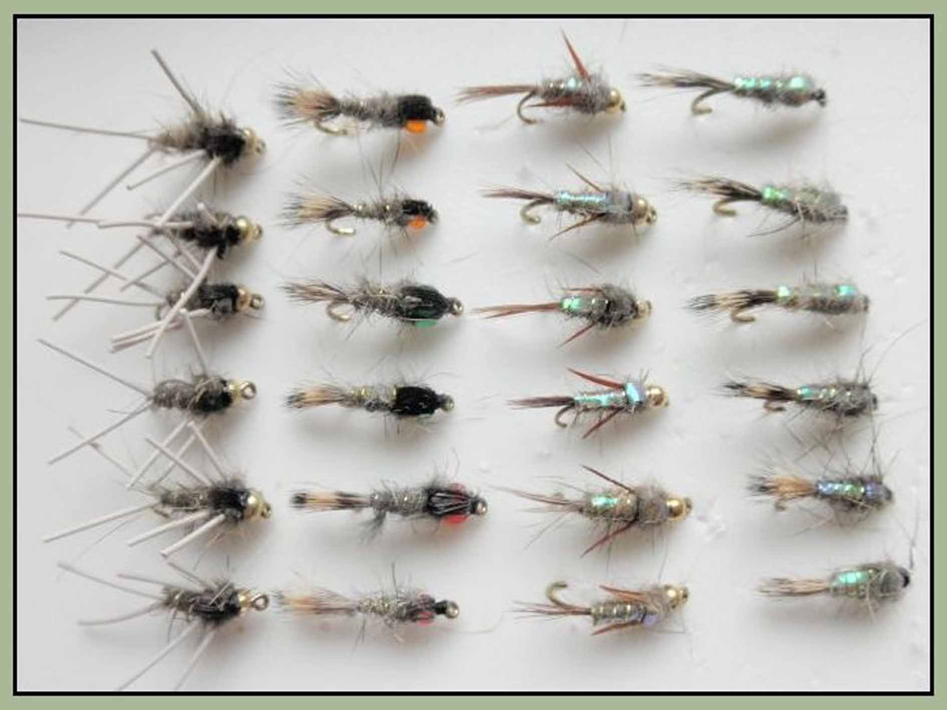 Hares Ear Nymph Trout flies, 24 Pack, 4 varieties, Size 10/12, For Fly Fishing