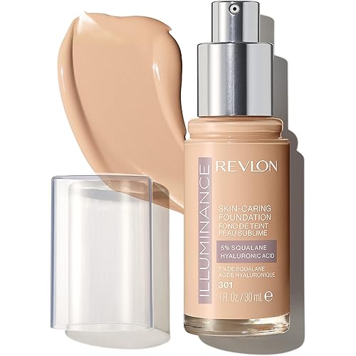 Revlon Illuminance Skin-Caring Liquid Foundation, Hyaluronic Acid, Hydrating and Nourishing Formula with Medium Coverage, 301 Cool Beige (Pack of 1)