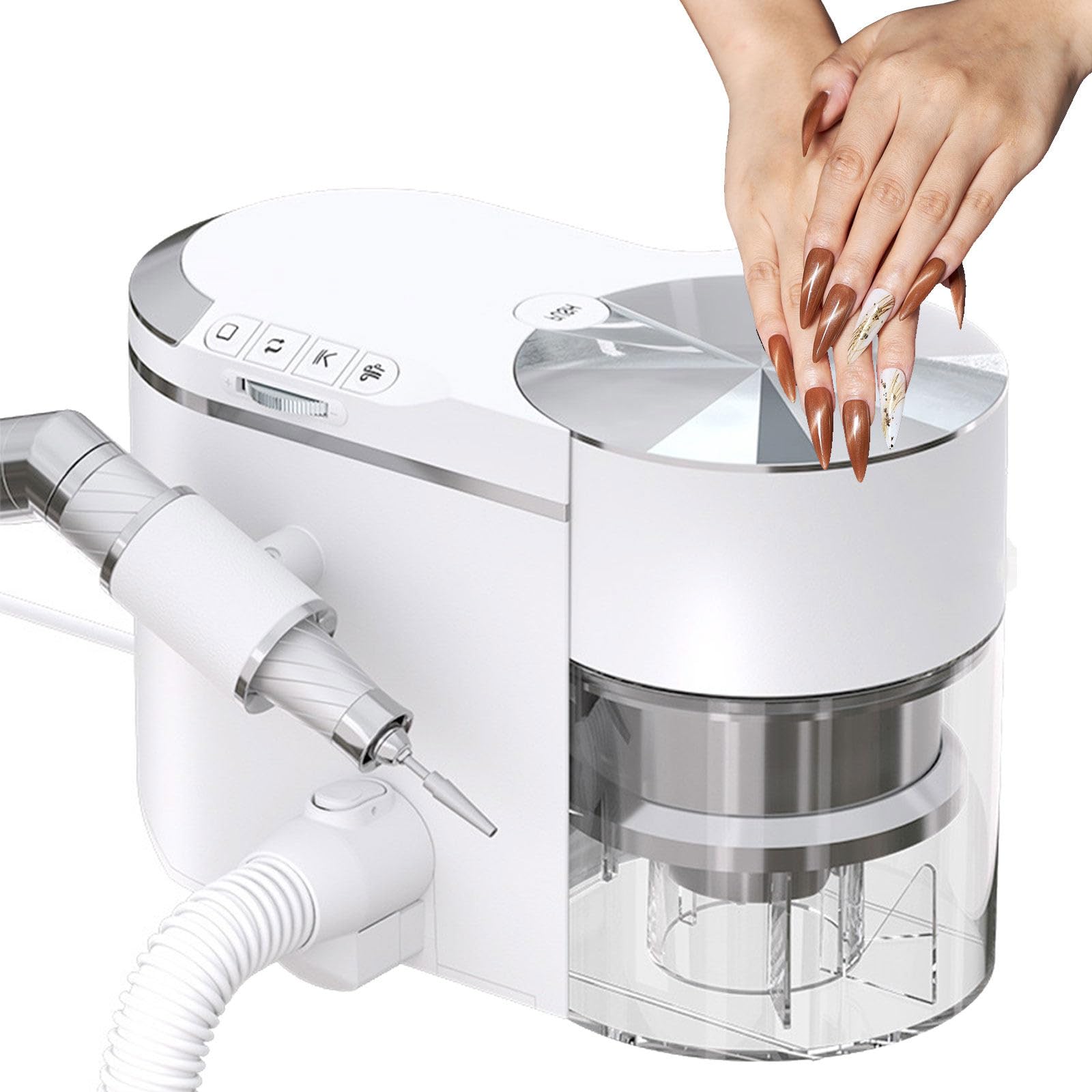 GLWABOMARS User-Friendly Nail Drill with Dust Collector, 30000RPM Adjustable Speed Electric Nail Drill Machine, Quiet Easy-to-Use Nail Dust Extractor for Home DIY Nail Art Beginners