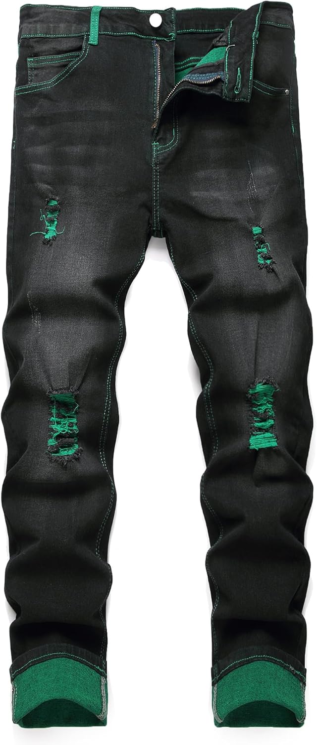 Jeans for Men Stretch Slim Fit Denim Comfort Flex Waist Colored Pants Strechy Regular Fit Tapered Leg