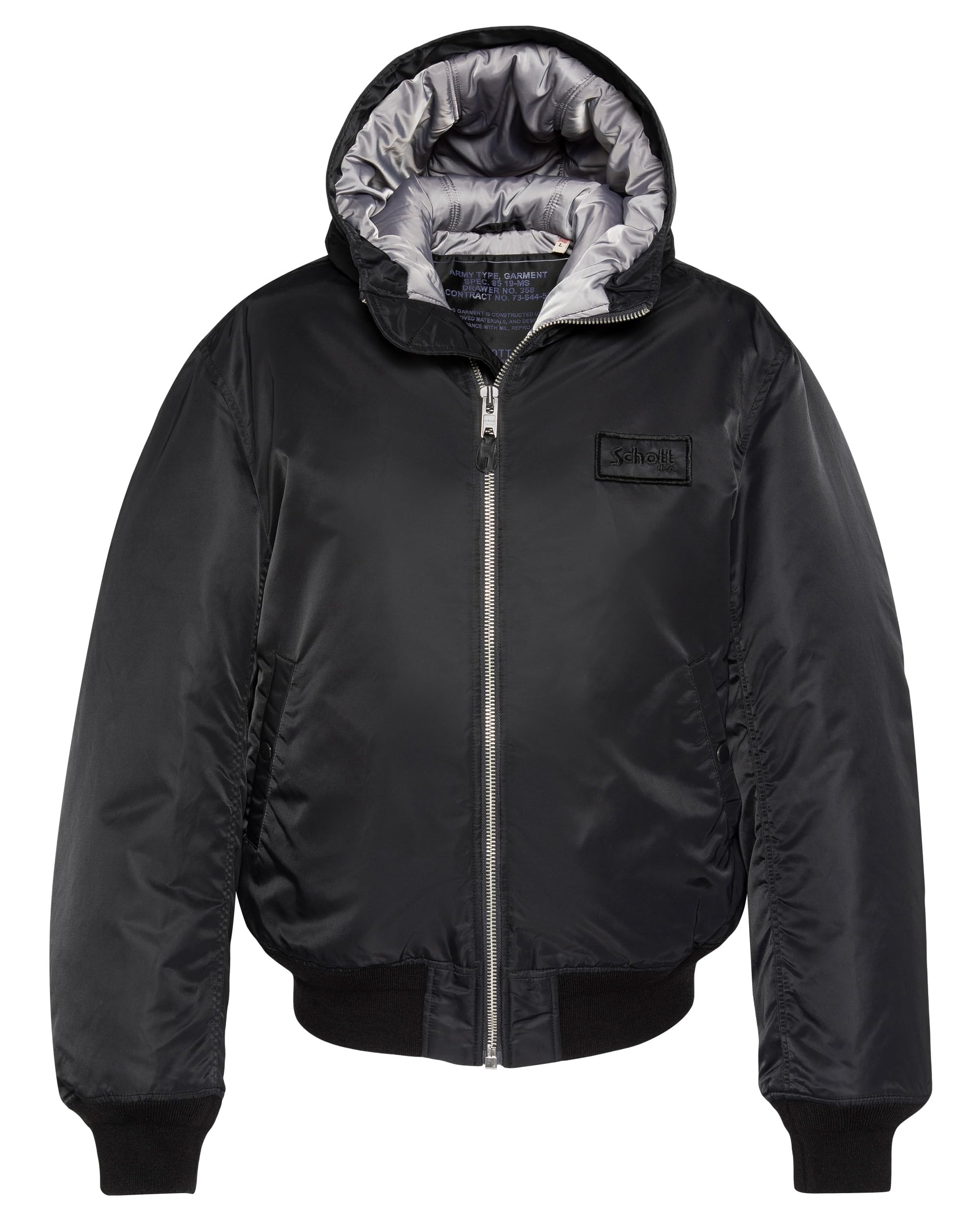 Schott NYC Bombers Kapuzenjacke Schott Ma1Guardrs, Schwarz, Schwarz, 3XL Große Größen Tall