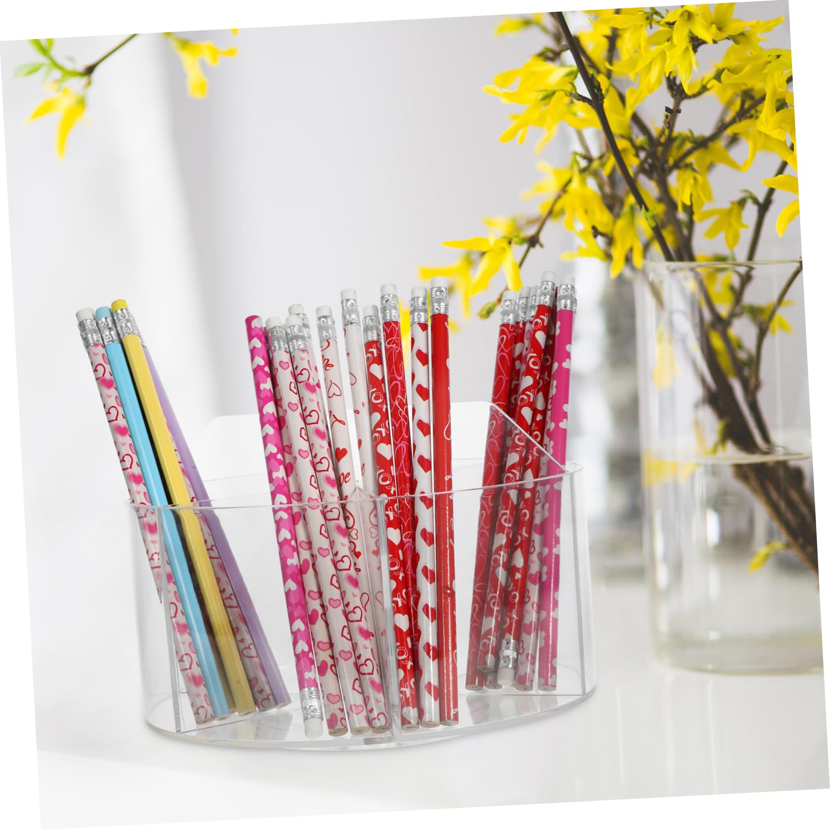 Drehbarer Stifte Schreibtisch Organizer aus Acryl 6 Fächer Aufbewahrungsbox für Büro Schule und Künstlerbedarf