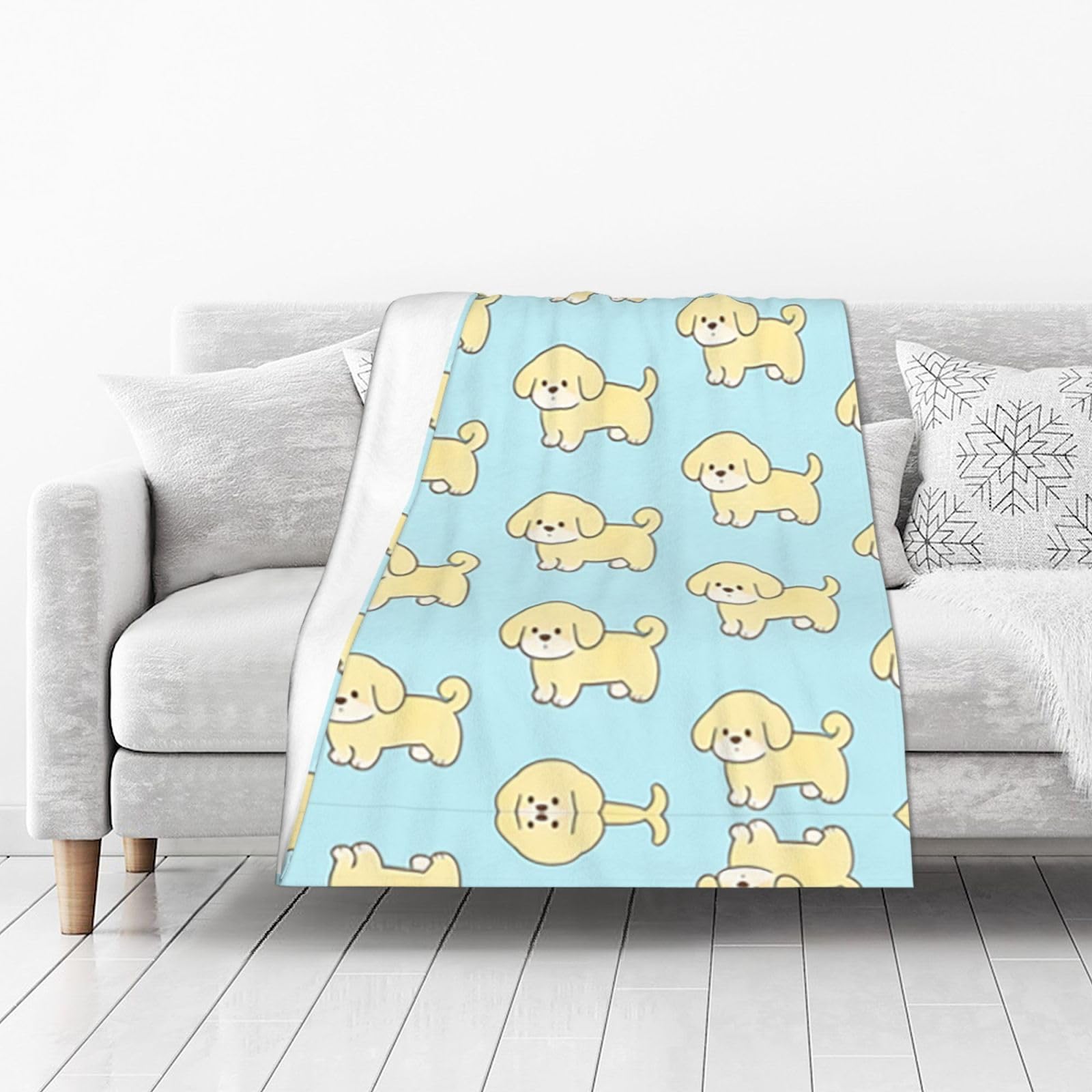 DUYIOKH Puppy Parade Print Thick Throw Blanket, Blanket for Couch Bed Warm Travel Blanket for Camping Movie Night