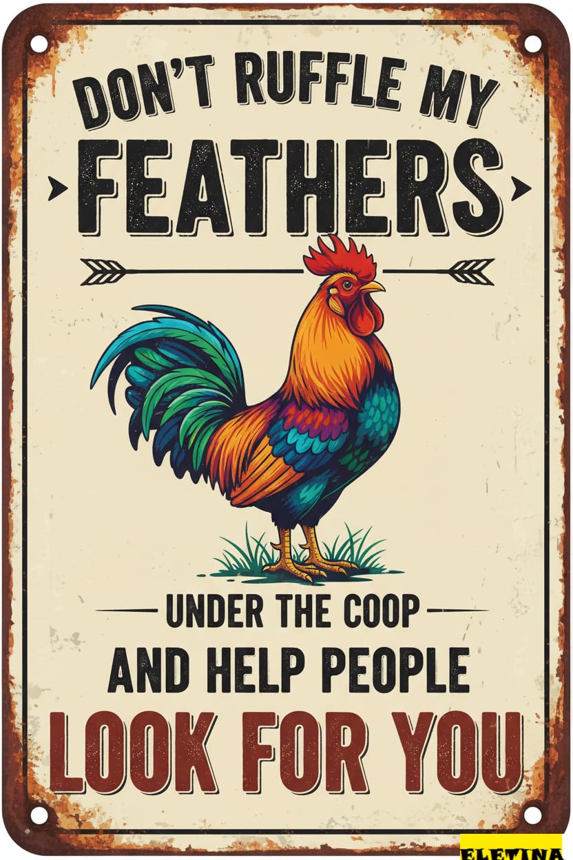 Vintage Metal Tin Sign for Funny Chicken Decor S Rooster Decor Farm Kitchen Garden Home,Chicken Gifts Chicken Lovers,Chicken Coop S,Chicken Decor,12x8 Inch Private Property Decorative