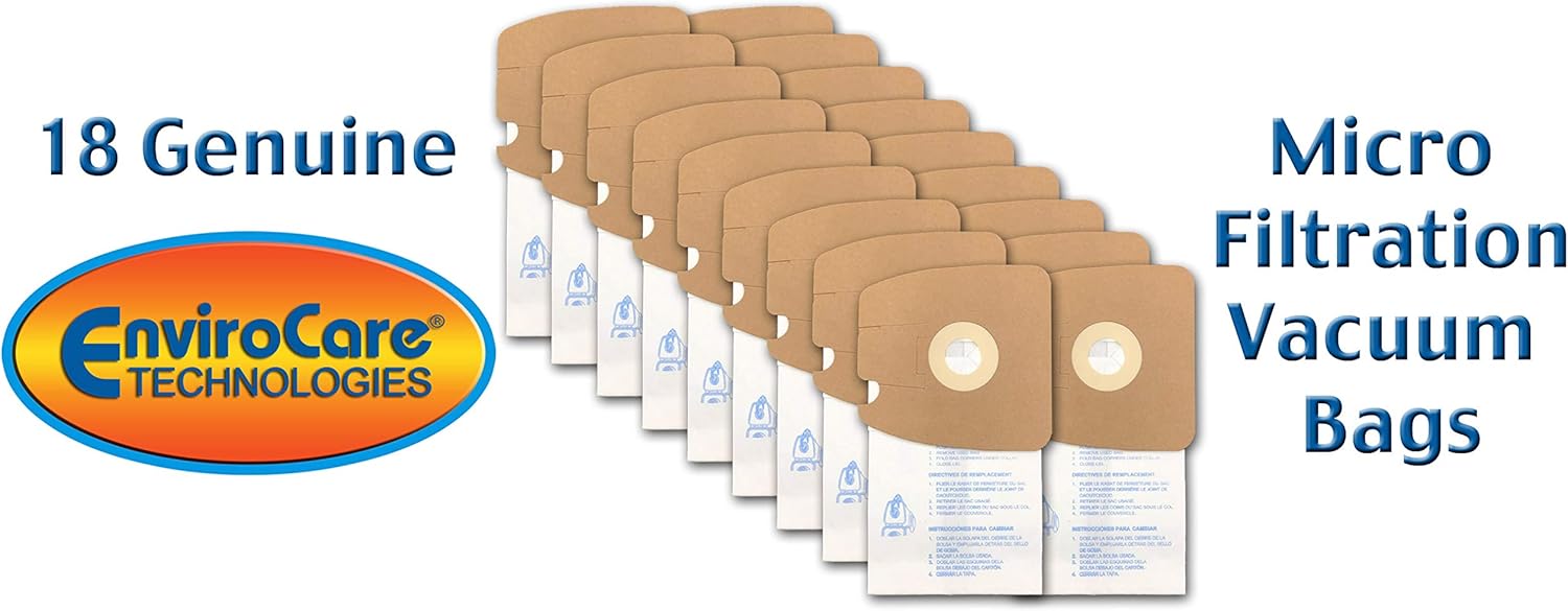 Envirocare Premium Replacement Multi-layer Micro Filtration Vacuum Bags Made to fit Eureka Style MM Eureka Mighty Mite 3670 and 3680 Series Canisters 18 Bags