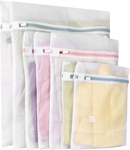 Newaner Pack of 7 Laundry Net for Washing Machine, 3 Sizes Laundry Bags, Prevent Deformation and Folding of Clothes, Laundry Bag with Zip for Sweaters, Shirts, Underwear, Stockings