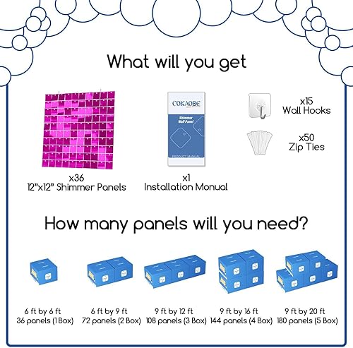 Miniatura 9 de COKAOBE Fondo de pared plateado brillante, 36 piezas de panel de fondo cuadrado de lentejuelas brillantes, fondos de fotos para cumpleaños,