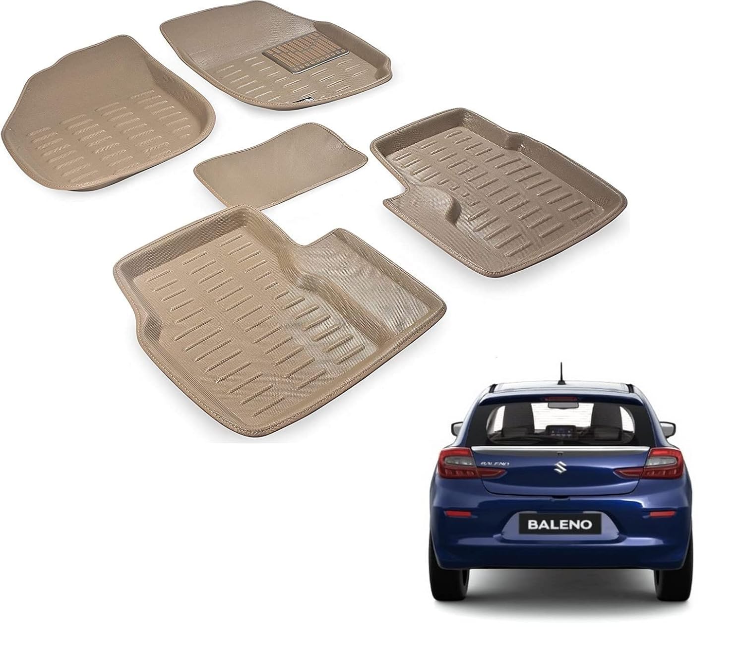 Auto Addict Car 3D Mats Beige for Maruti Suzuki Baleno New 2022