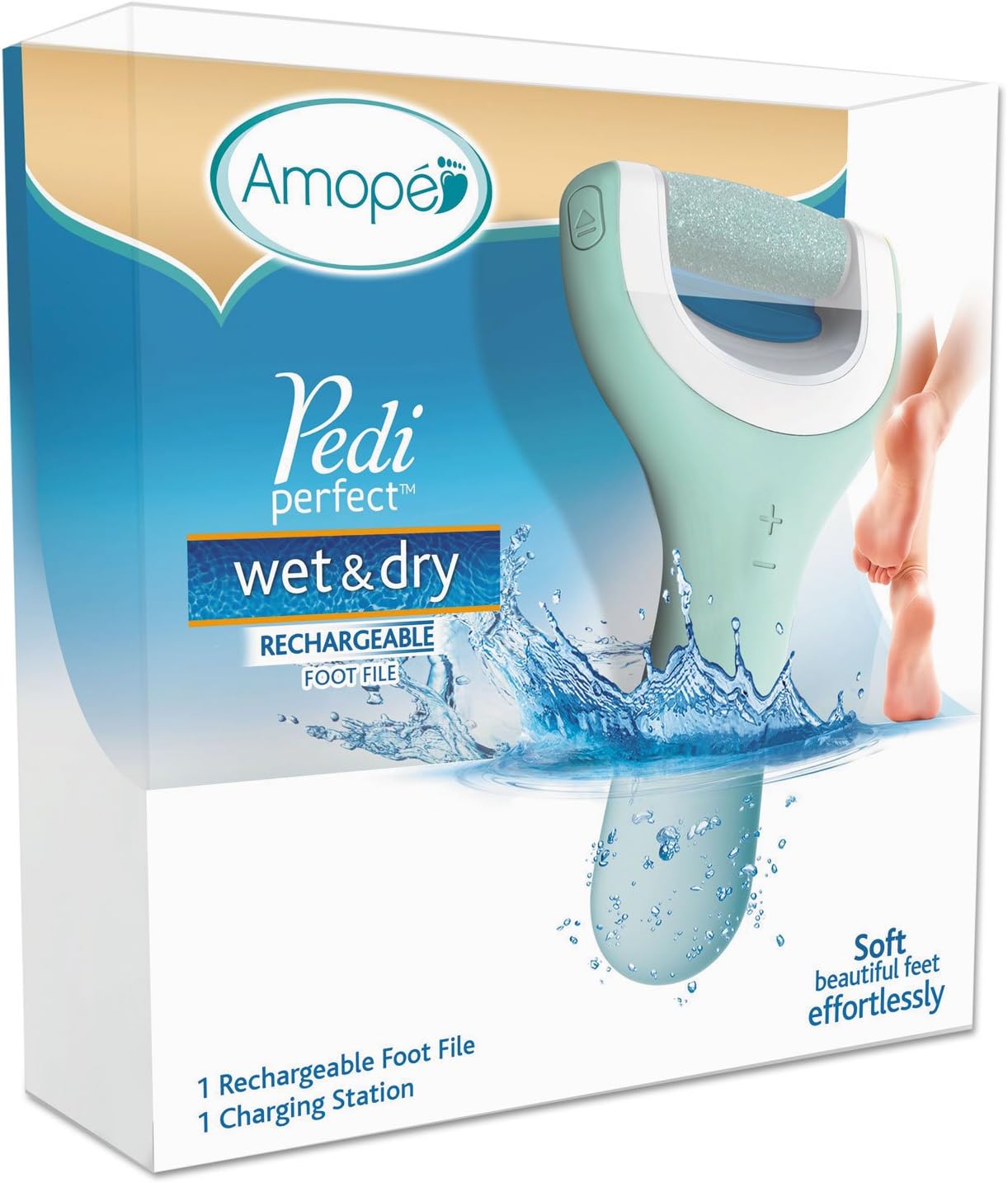 Amop? Pedi Perfect Wet & Dry Rechargeable Foot File, Regular Coarse
