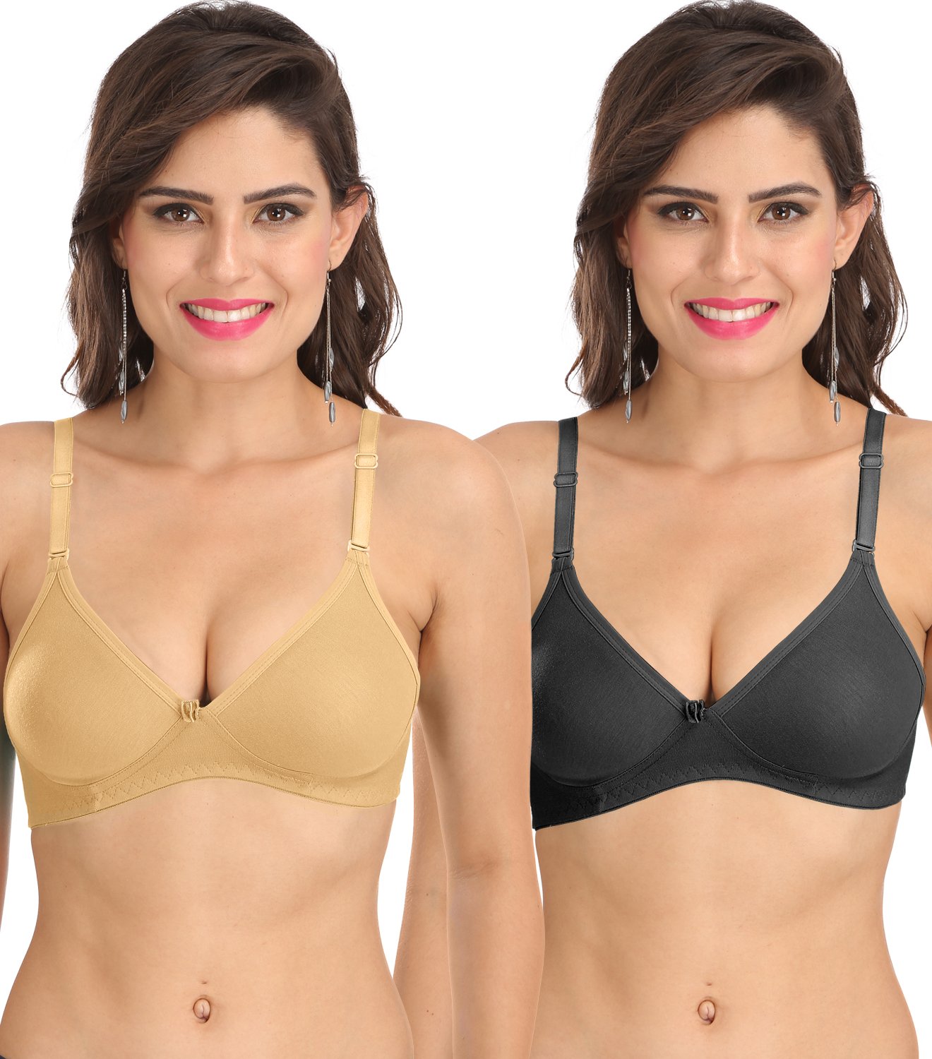 OssirrioWomen's Everyday Non Padded Non Wired 3/4th Coverage T-Shirt Bra with Free Transparent Strap