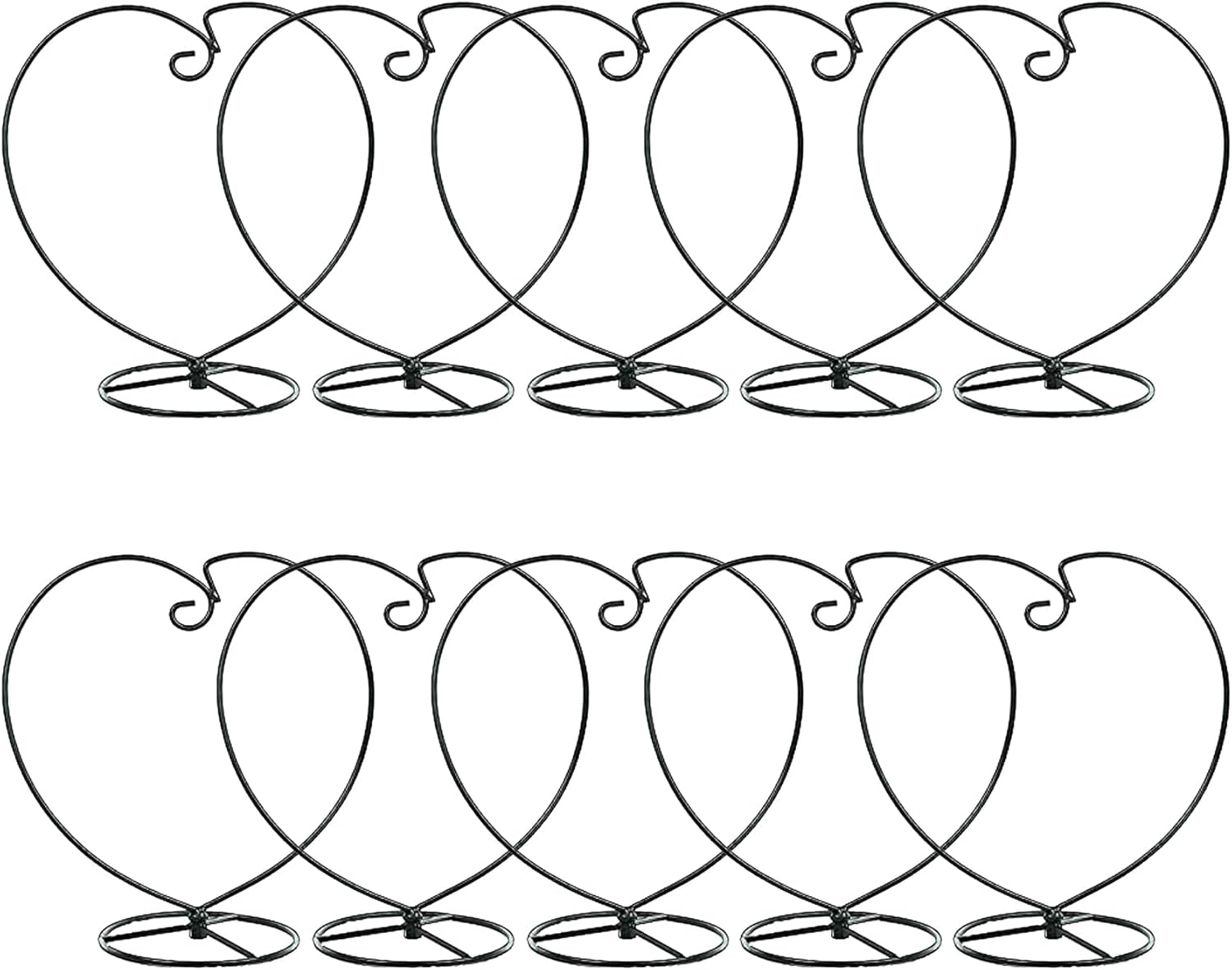 Ornament Display Stand Holder Iron Hanger for Chrismas Hanging Glass Globes (Love Shape 10 Pcs)