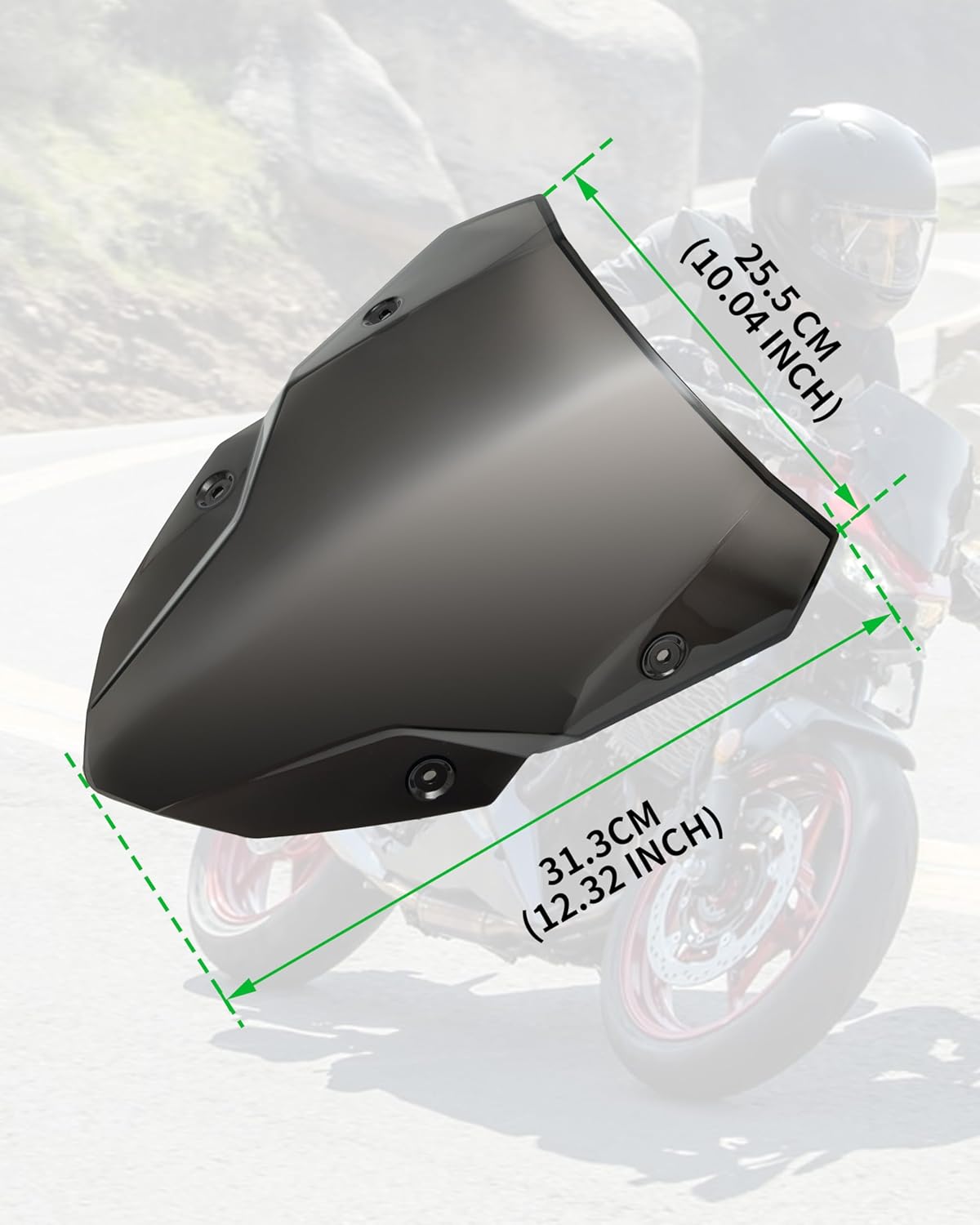Windshield for Z500 ABS 2024-2025, Dark Tinted Wind Shield Windscreen Air Deflector for Kawasaki Z500 SE ABS 2024-2025 Accessories