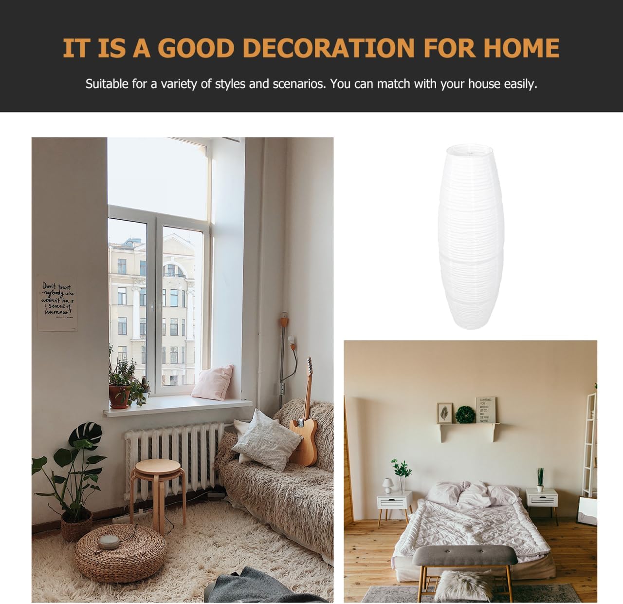 Veemoon Rice Paper Floor Lamp Shade Replacement, 43" Japanese Style Floor Lamp Cover White Foldable Standing Lampshade Contemporary Light Cover Accessories Protector for Living Room Corner Bedroom