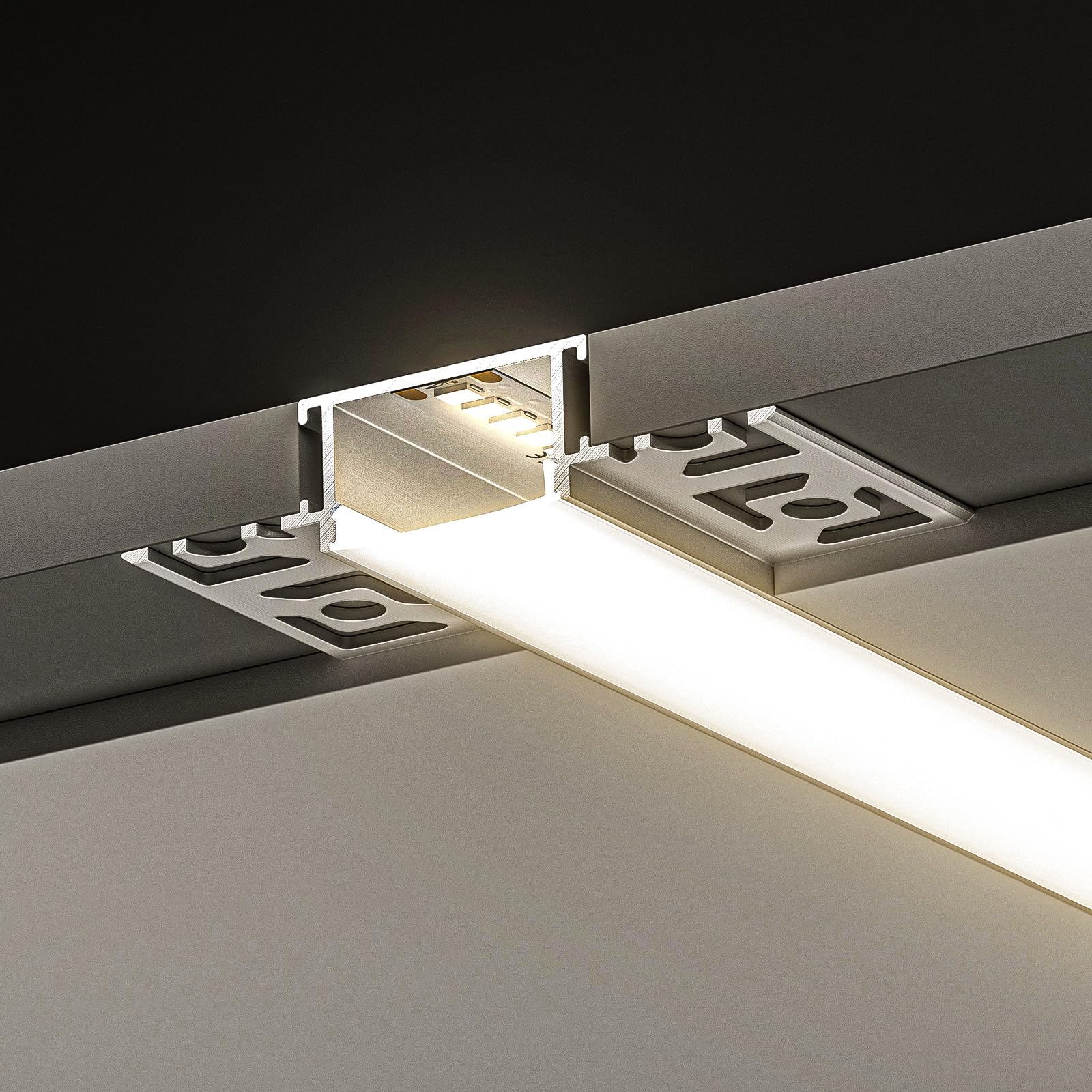 Perfil Transparente de Aluminio para Cinta LED 20 x 2M Perfil de Aluminio LED con Cubierta Blanca Crema Canal de Aluminio LED y Difusor LED (20, SP44-U-Perfil)