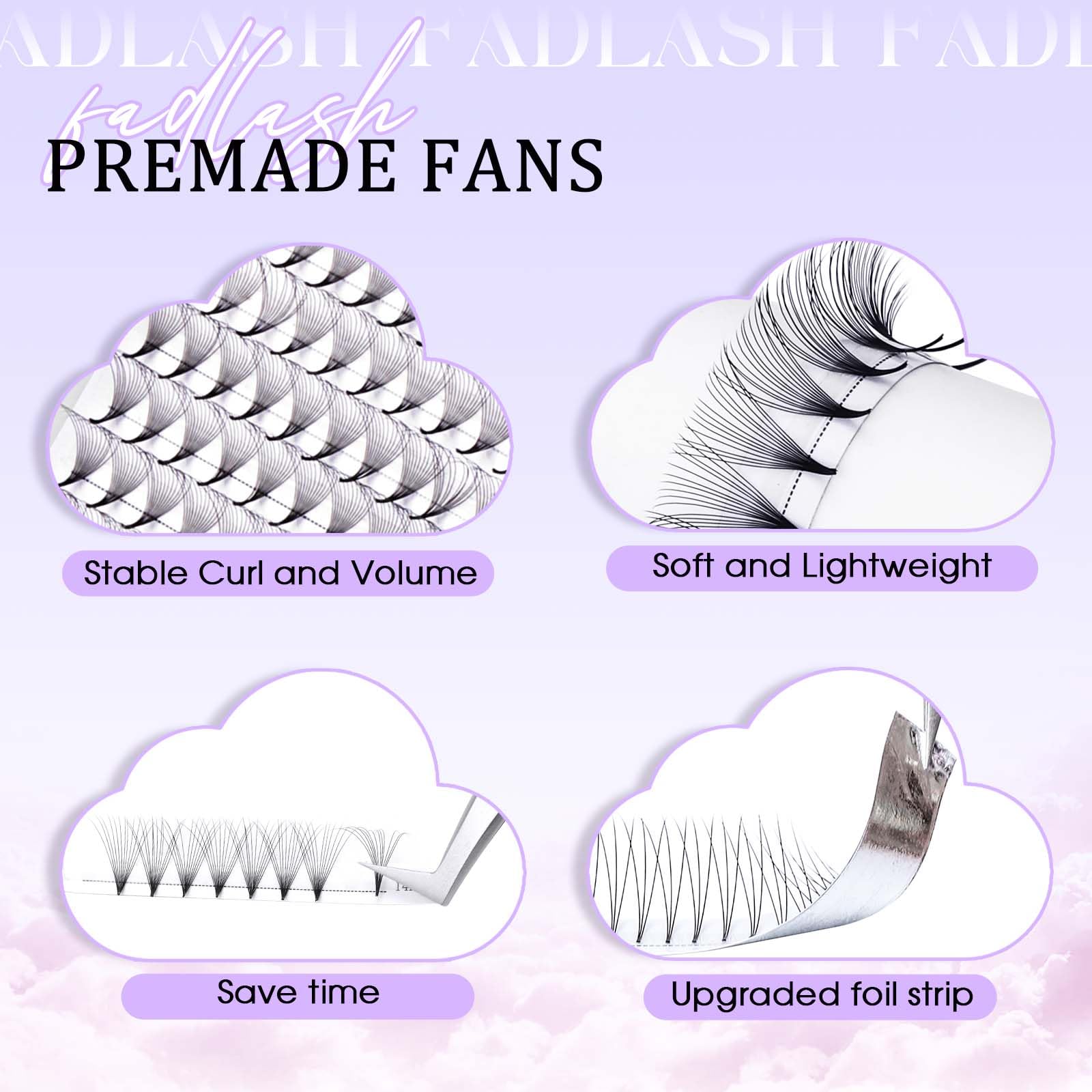 Volumen Ruso 10D 0.07mm C Curl 15mm Prefabricados Extensiones de Pestañas Volume Lashes Extension Ruso Pestañas — view 218