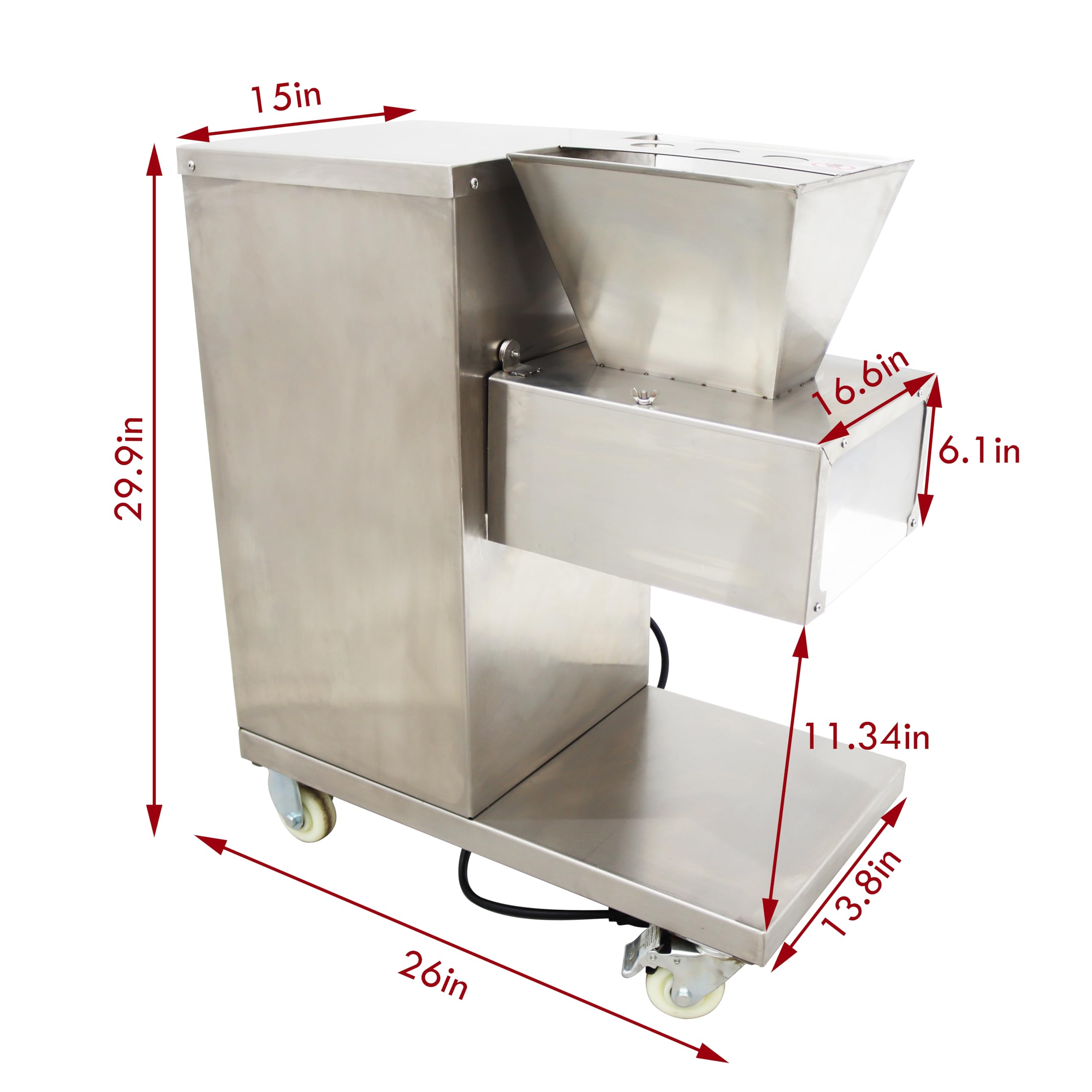 TECHTONGDA Commercial Meat Slicer Cutting Machine with 3mm Blade Electric Stainless Steel Meat Cutter Steak Pork 1760LBS/H