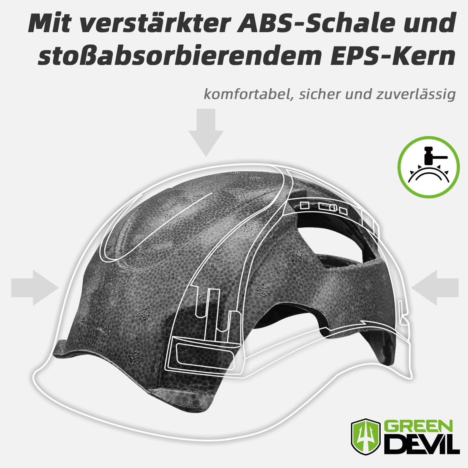GREEN DEVIL X-Armor - Casco de seguridad EN 397, ABS con protección EPS antigolpes, suspensión de 6 puntos, ventilada, ajuste con una sola mano, 53-63 cm, para construcción e industria