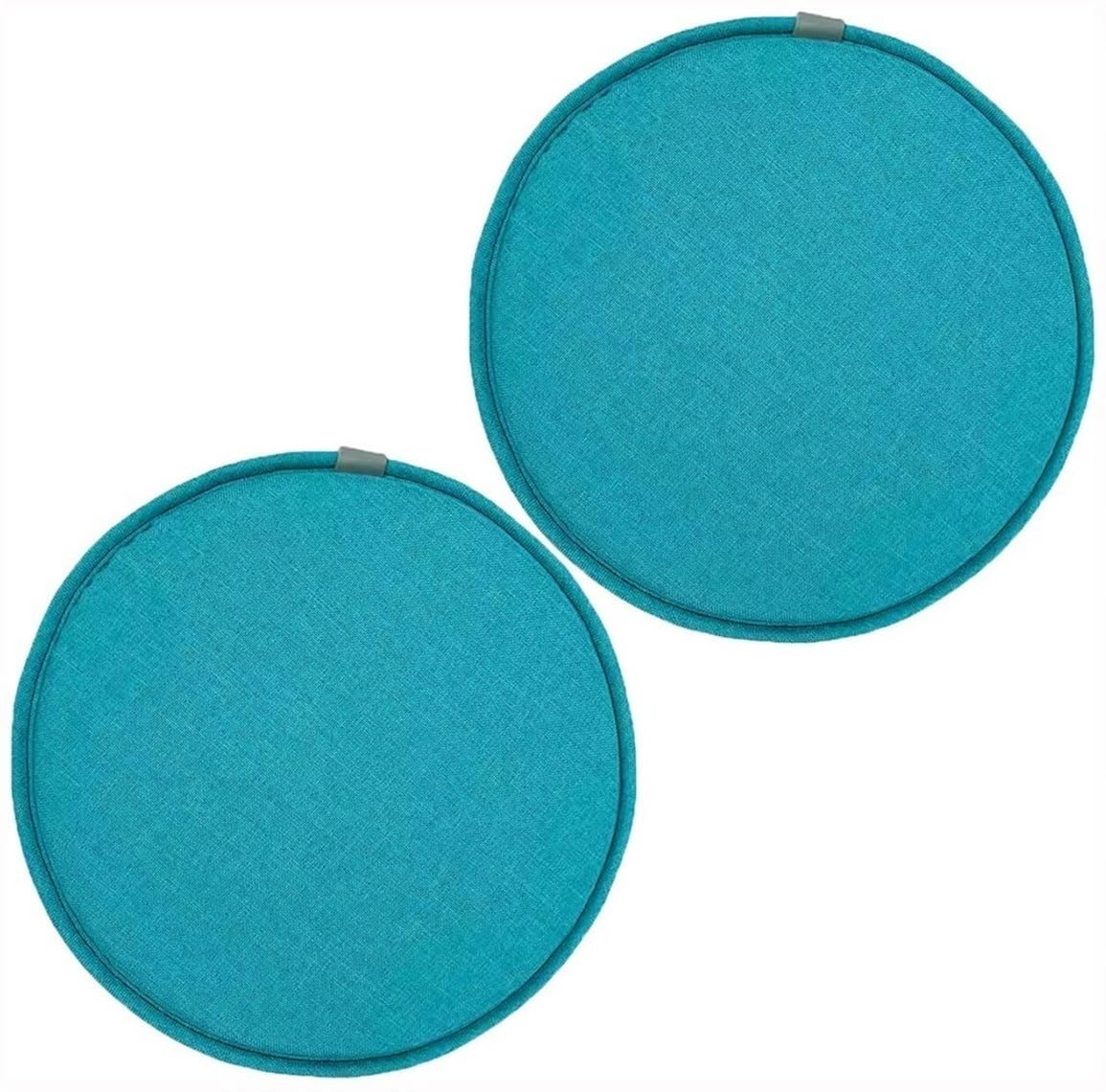 Housse de siège ronde bleu cyan 40 cm avec attaches (lot de 2) pour tabouret