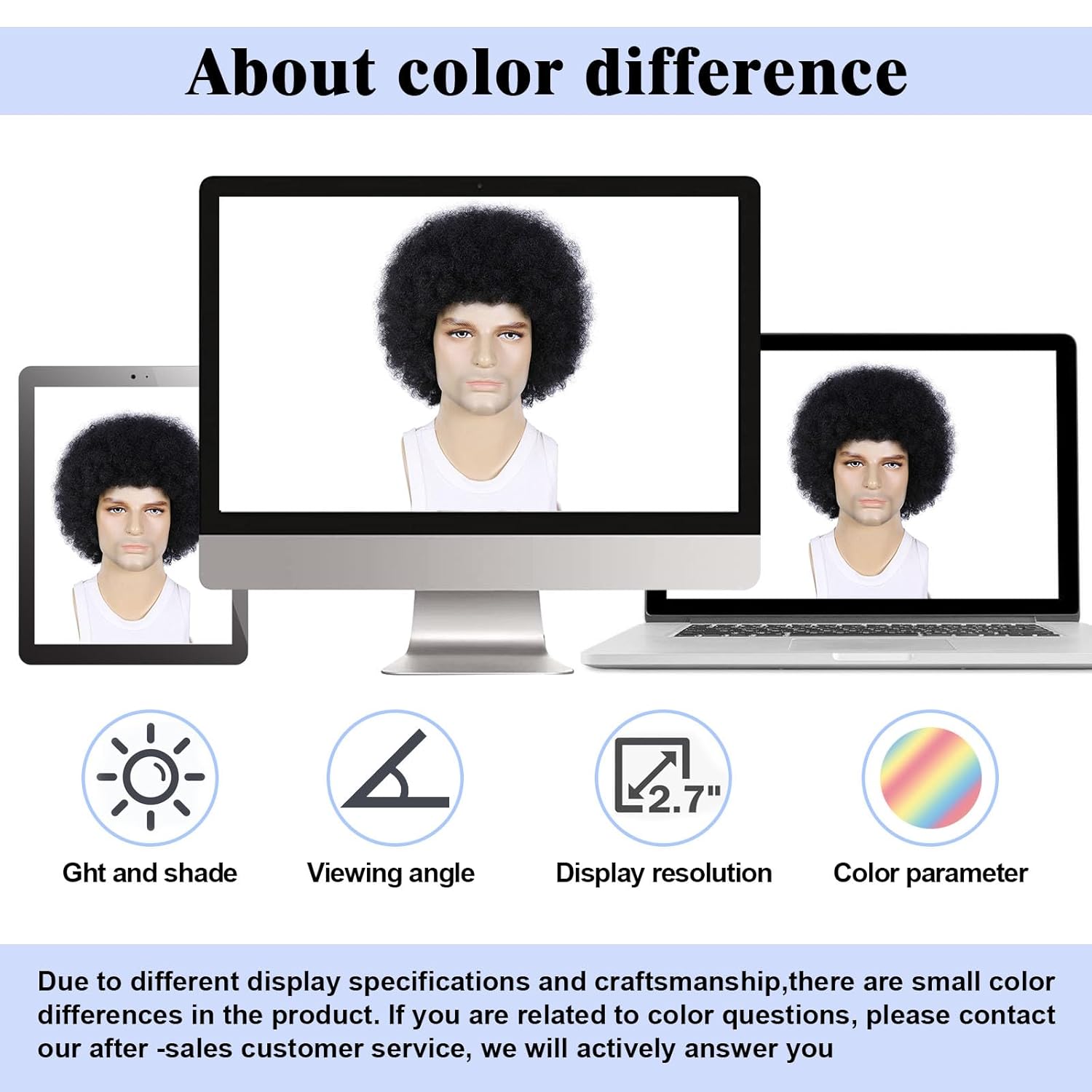 Afro Wig Men 70s Rock Disco Costume for Mens or Women Short Kinky Curly Heat Resistant Synthetic Wigs for Party - Image 8