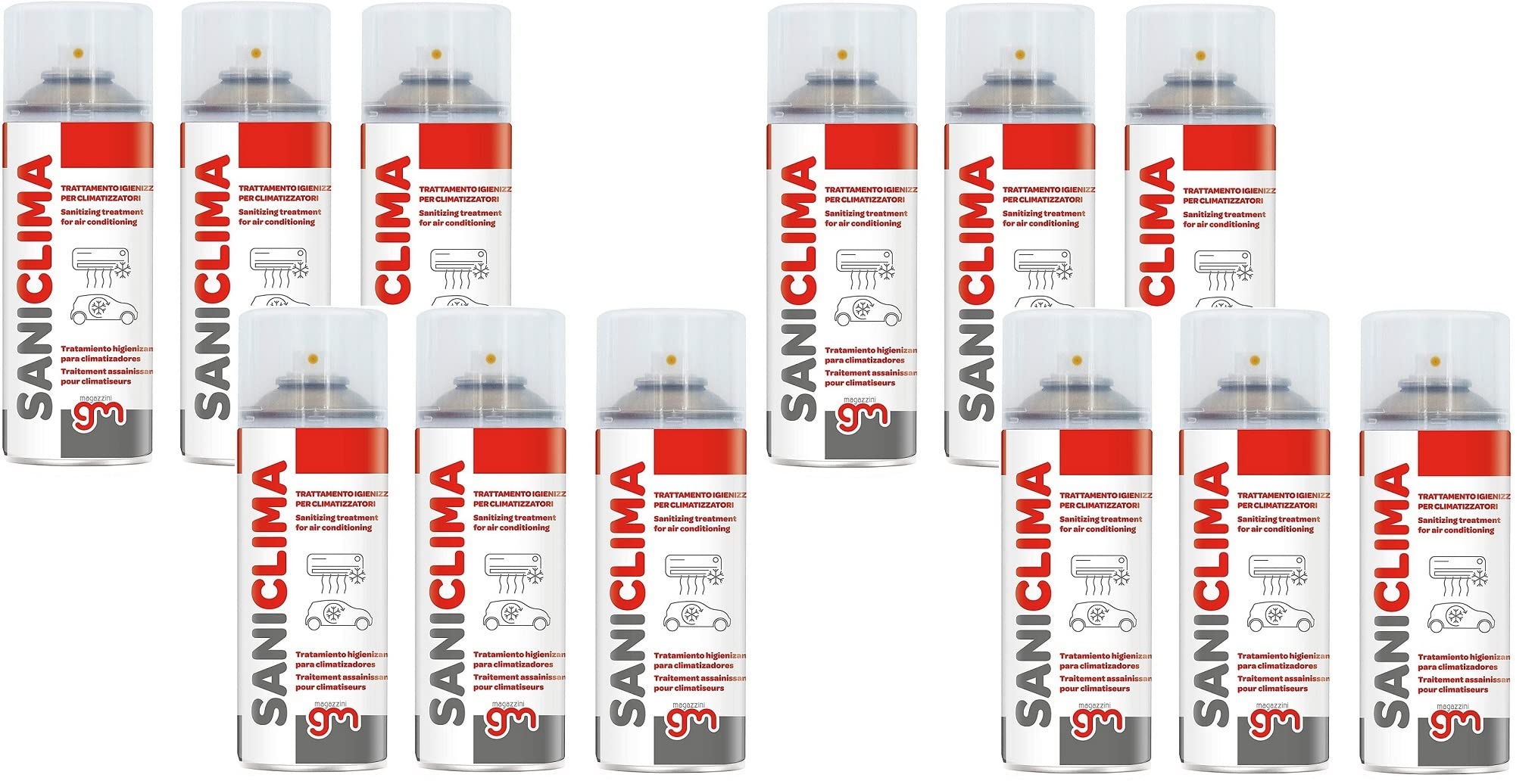 SANICLIMA, Igienizzante Spray per Climatizzatori di Casa e Auto, gradevolmente profumato a base alcolica 400ml (12, PZ)