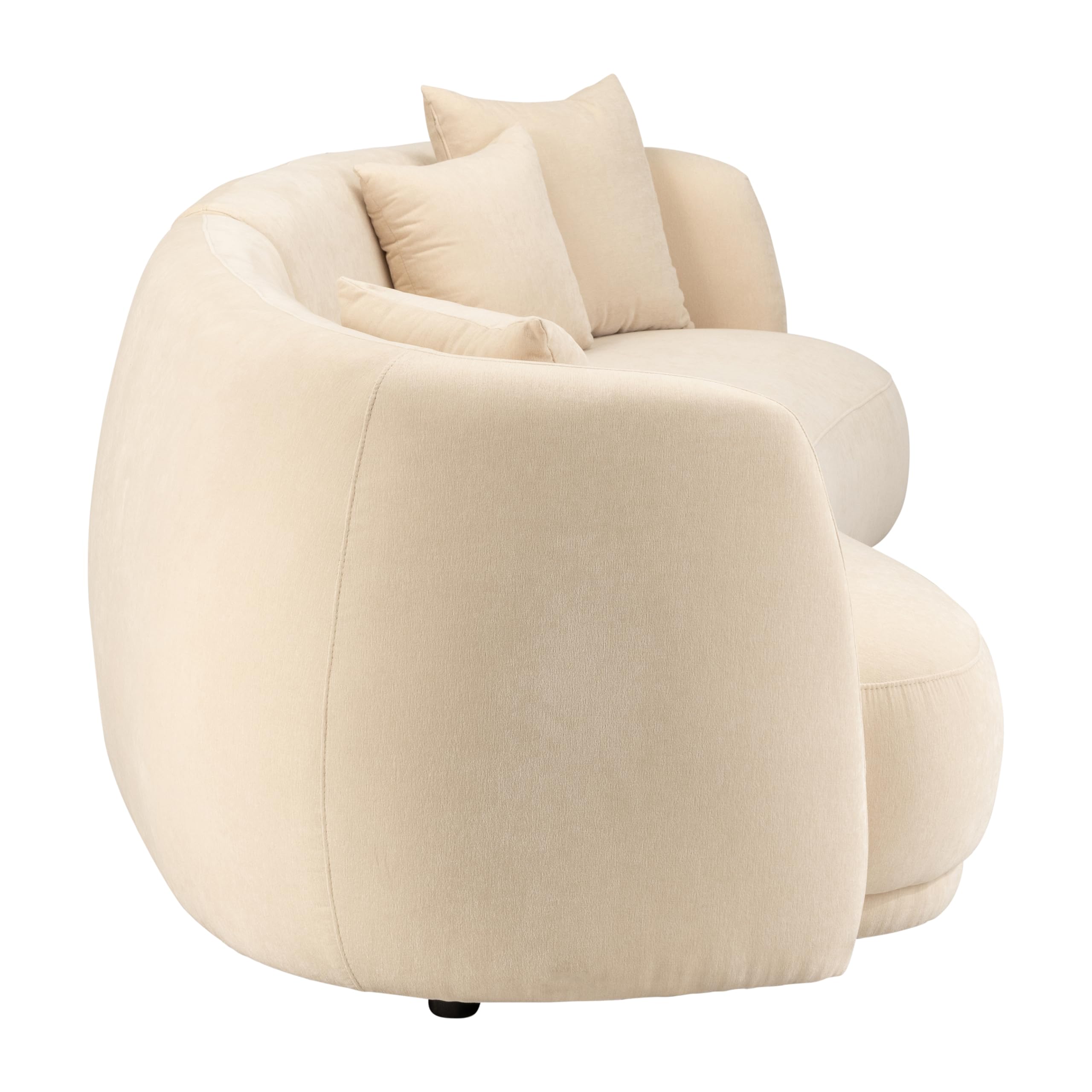 Sofá curvo de lujo de 5 asientos de 117 pulgadas, sofá marfil/beige, marco de madera y tela cómoda, asientos profundos anchos de gran tamaño, modular moderno minimalista de mediados de 6