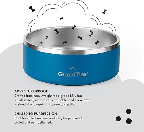 Miniatura 2 de GrandTies Cuenco de acero inoxidable para perros  Cuenco reutilizable grabado sin BPA con aislamiento para gatos y perros  Cuenco grande y