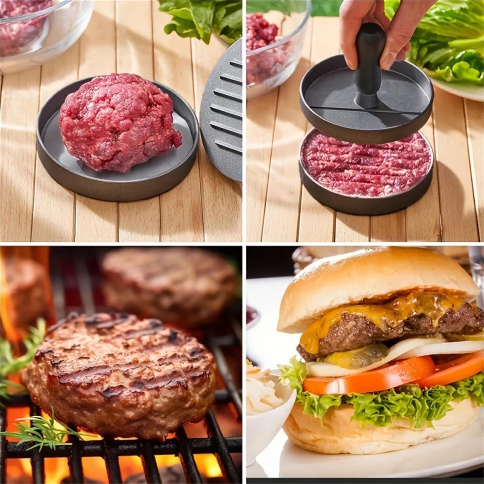 hamburgerpresse 1 Stück Burgerpresse, antihaftbeschichtet, aus Aluminium, for Küche, Grill, runden Hamburger-Patty-Formen