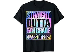 Straight Outta 5th Grade Graduation Class Of 2024 Tie-Dye T-Shirt
