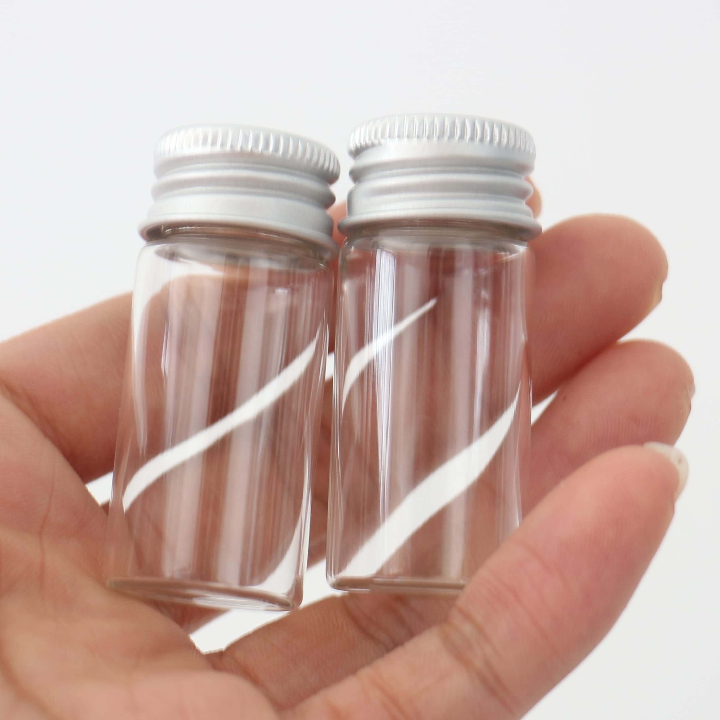 SYLALE 100 unids/Lote 13 * 22 * 50mm 10ml Botella de Vidrio pequeña frascos de Vidrio tapón de Rosca Plateado Tubo de ensayo Viales de almacenamientobotellas Decorativas