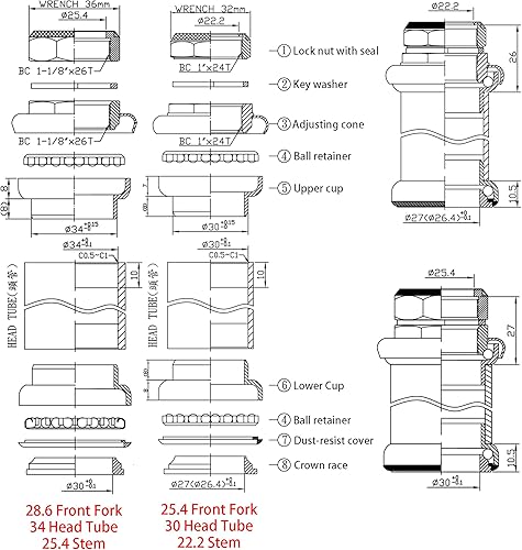 Miniatura 3 de Auriculares roscados de copa externa de 1.000 in1.126 in para auriculares ligeros de tubo de cabeza de 1.181 in1.339 in