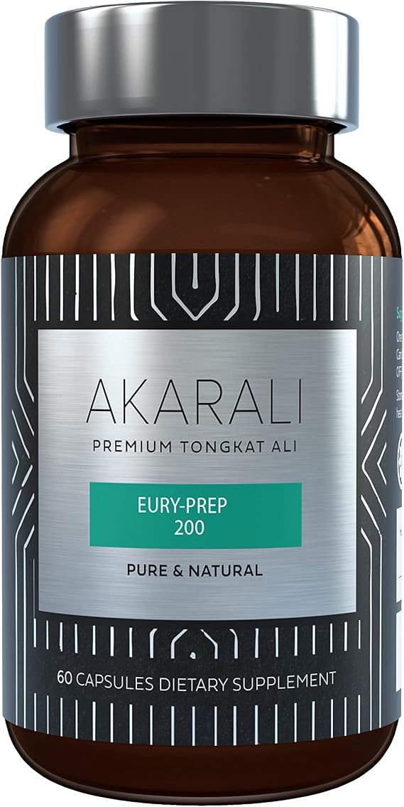 AKARALI Tongkat Ali for Men Highly Concentrated US Patented Physta Extraction Technology 1.5% Eurycomanone Supports Strength, Energy and Healthy Testosterone (60 Count)