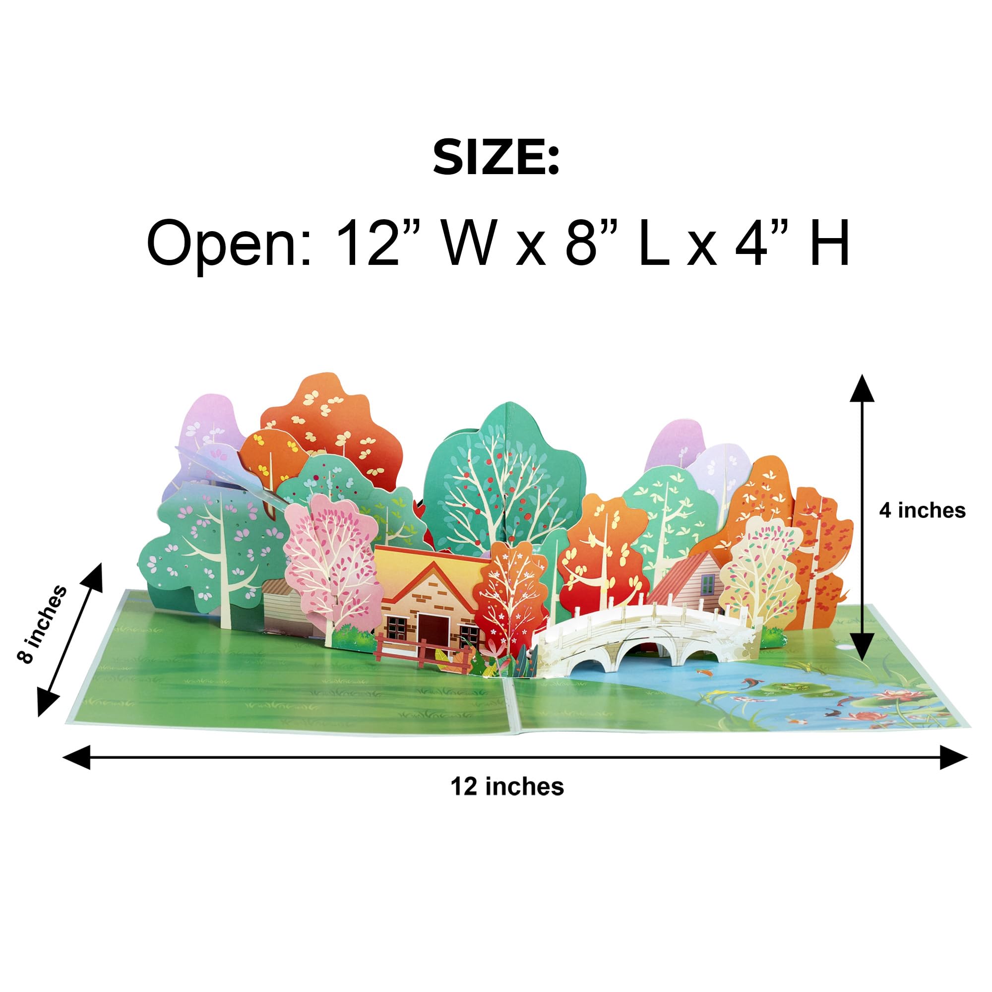 iGifts And Cards Tarjeta desplegable 3D Cozy Countryside Home, 6 x 8 pulgadas con tarjeta de notas, regalo perfecto de inauguración de la casa, cálida celebración de nuevo hogar, escena de naturaleza