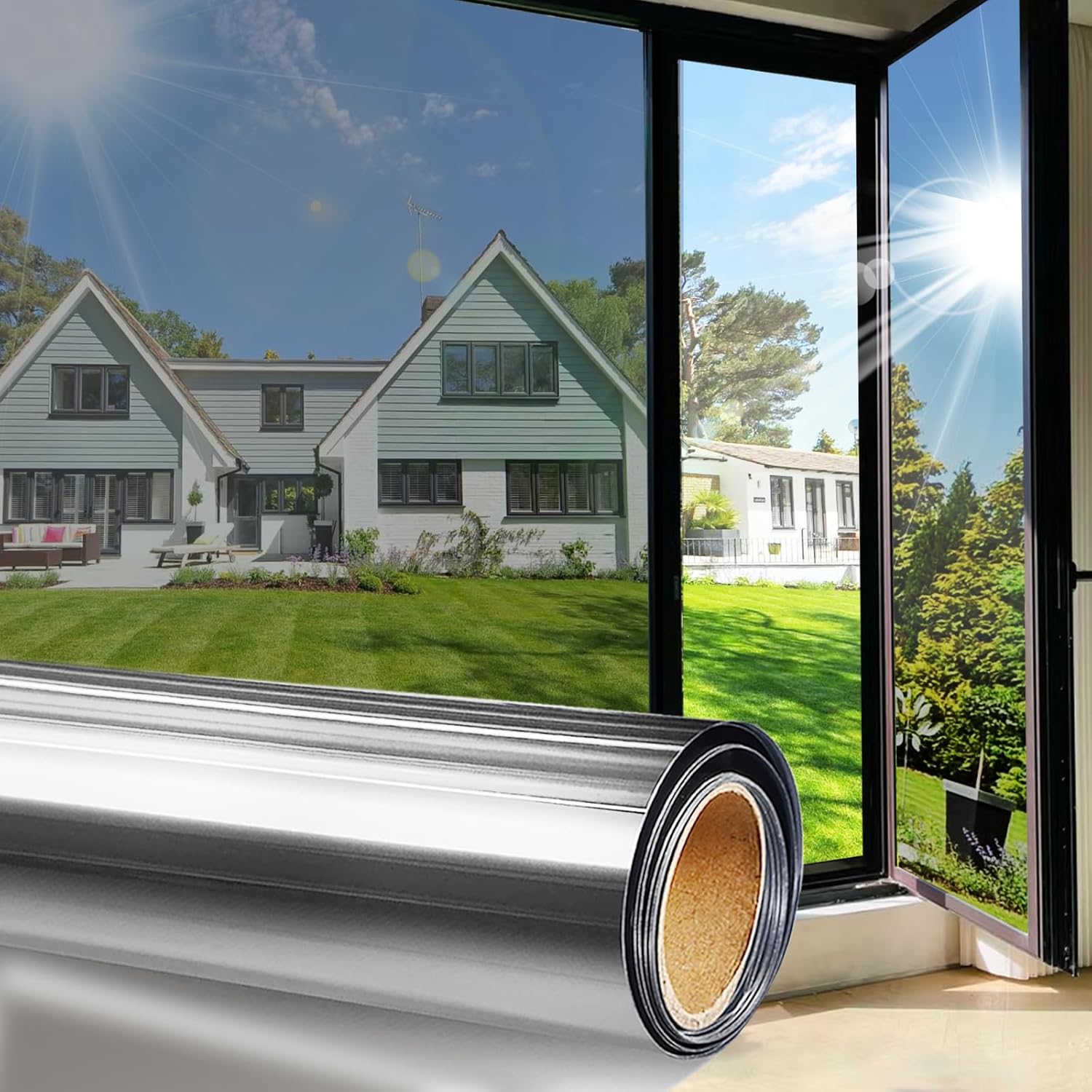 Window Film Privacy One Way Tint for Home Reflective See Out not in Light Heat Blocking for Doors and Windows(Silver 29.5X78.7) Black-silver 29.5*78.7 Inches
