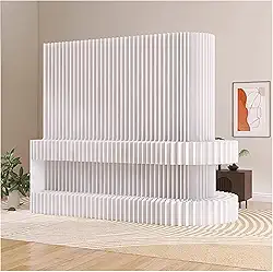 Biombos e Divisórias Divisória De Ambiente Portátil Dobrável Com Prateleiras, Tela De Privacidade Leve E Flexível, Divisória De Parede Decorativa Para Sala De Estar, Quarto, Escritório(L 300x h 200 cm