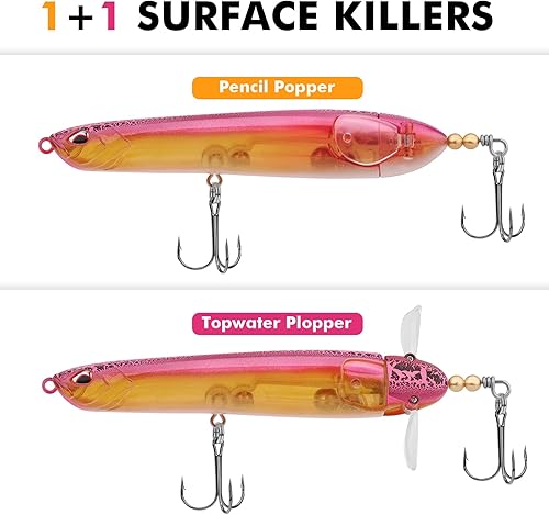 Miniatura 2 de TRUSCEND PoPobait con ganchos BKK, señuelos de pesca para lubina, lucio, lucio, perca almizclada, señuelo flotante para agua dulce o salada,