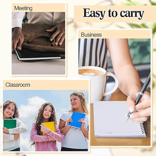 Miniatura 7 de Paquete de 6 cuadernos de espiral zurdos con alambre zurdo, 8 x 5, 50 hojas, diario de papel con rayas anchas para la escuela (colores surtidos)