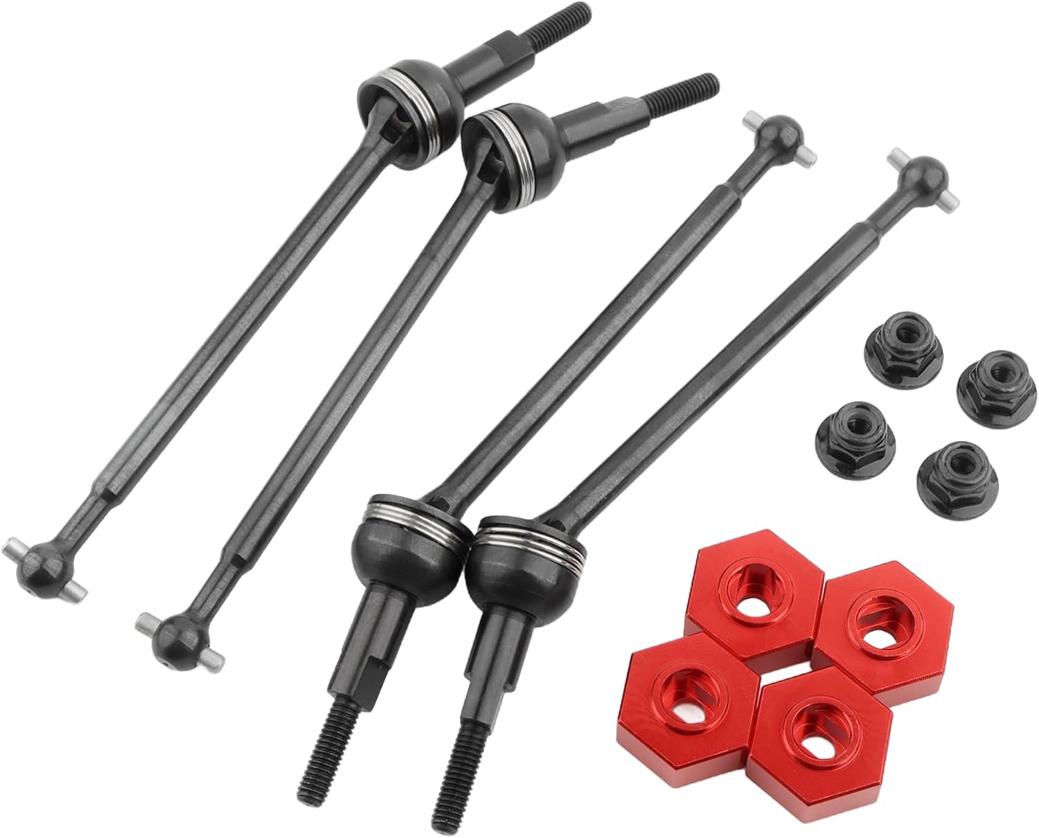 Front & Rear CVD Drive Shaft Axle Set and Wheel Nut Wheel Hub Compatible with 1/12 Scale AM-X12 AM-D12 Trucks RC Cars Truck