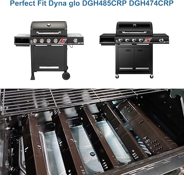 Uniflasy Grill Heat Plate Replacement for Dyna-Glo DGH474CRP, DGH485CRP, DGH483CRP, Heat Plates for Dyna-Glo 5 Burner Grill, Dyna-Glo 4 Burner DGH450CRP Grill Parts, Porcelain Steel Heat Plate, 5 Pack