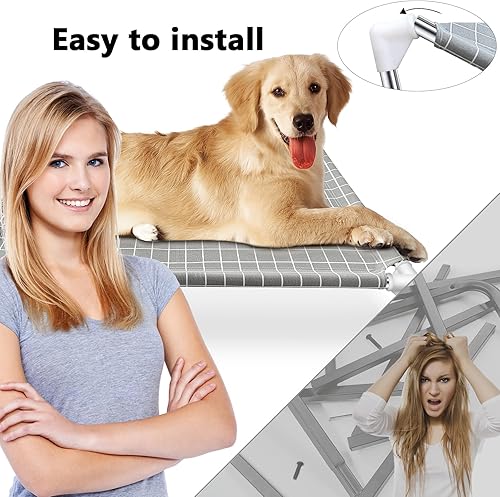 Miniatura 7 de Cama elevada para perros, cuna para mascotas, camas para perros grandes  Cama elevada desmontable para gatos y perros grandes