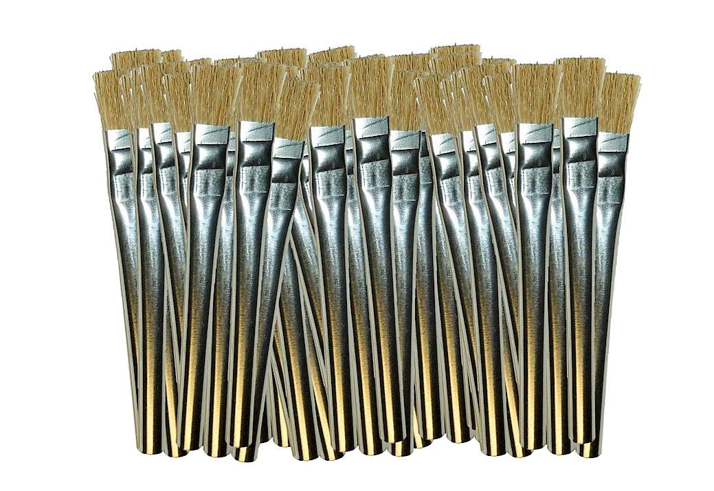 Lötpinsel 50-Stück 120mm, Naturborsten-Pinsel mit Blechhülsen-Stiel | Strapazierfähige Pinsel, für Bohrwasser, Lötwasser, Bohrmilch, Flussmittel und vieles mehr!