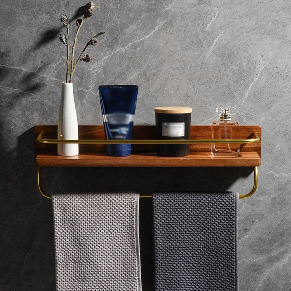 Shower Caddy Bathroom Shelf Wooden Bathroom Towel Rack Holder Aluminum Wall Mount Shower Caddy Shelf Bathroom Organizer Color