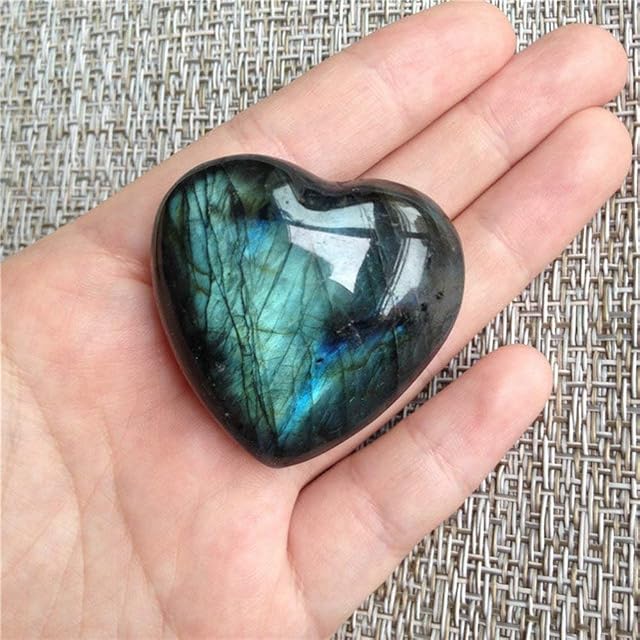 AITELEI Moonstone Crystal Labradorite Palm Stone Healing Quartz Gemstone Worry Stone Heart Shape for Jewllery Making Worry Stone Therapy Smooth