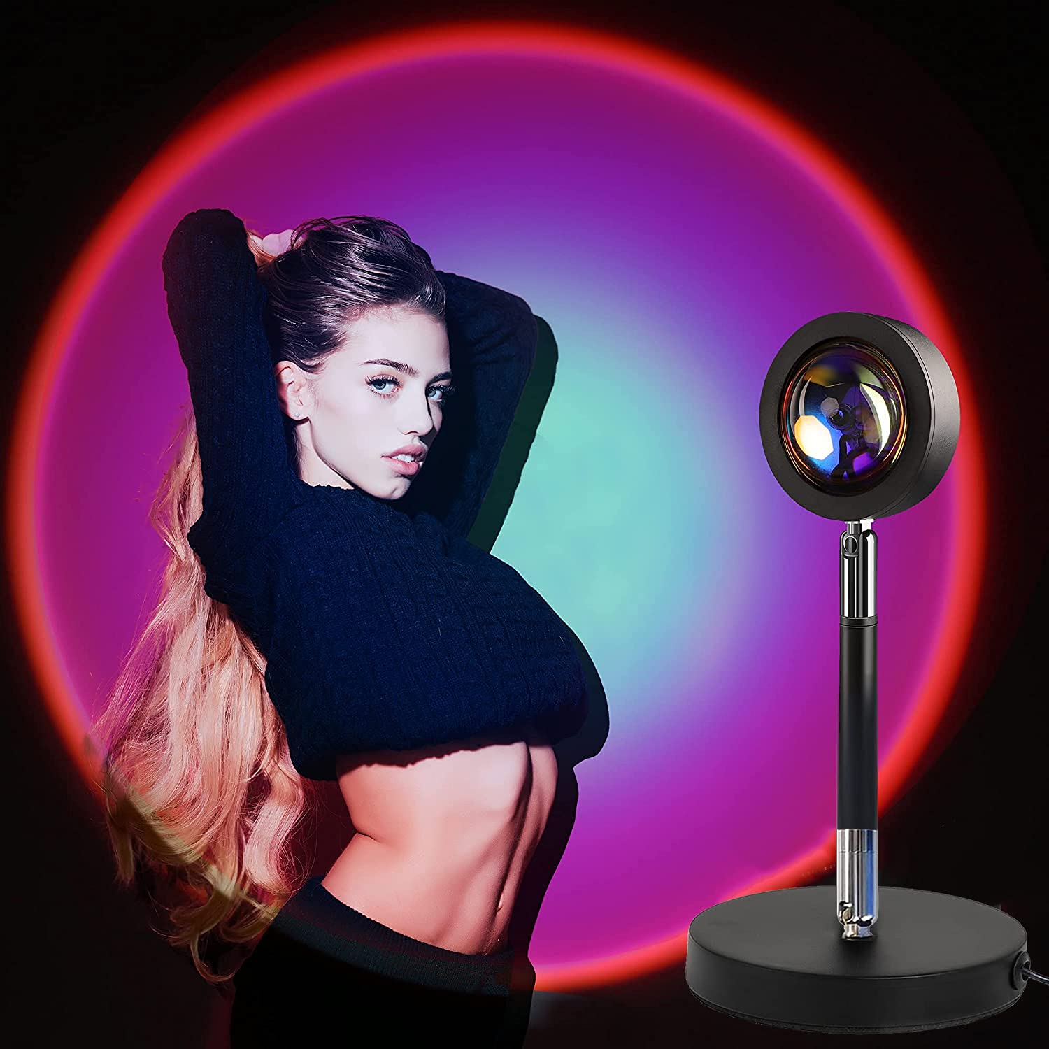 BESTY HOMEORIGINAL Rainbow Projector Lamp Rainbow Projection Lamp LED 180 Degree Rotation Romantic Atmosphere Night Light Creative For Party Living Room Bedroom Decoration (Rainbow)