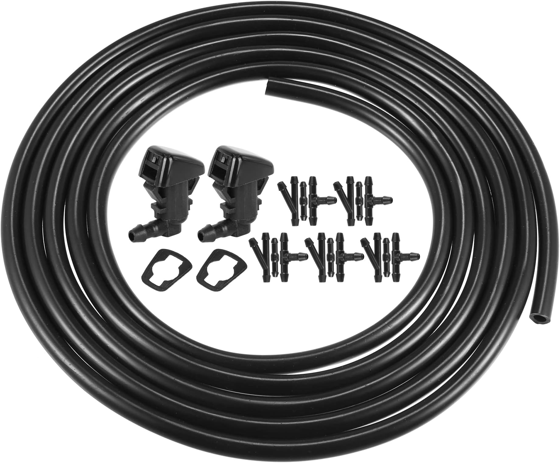 X AUTOHAUX 2pcs Windshield Washer Nozzle for Ford Edge 2011-2015 2.5 Meters Hose with Connectors Kit Replaces BT4Z-17603-A