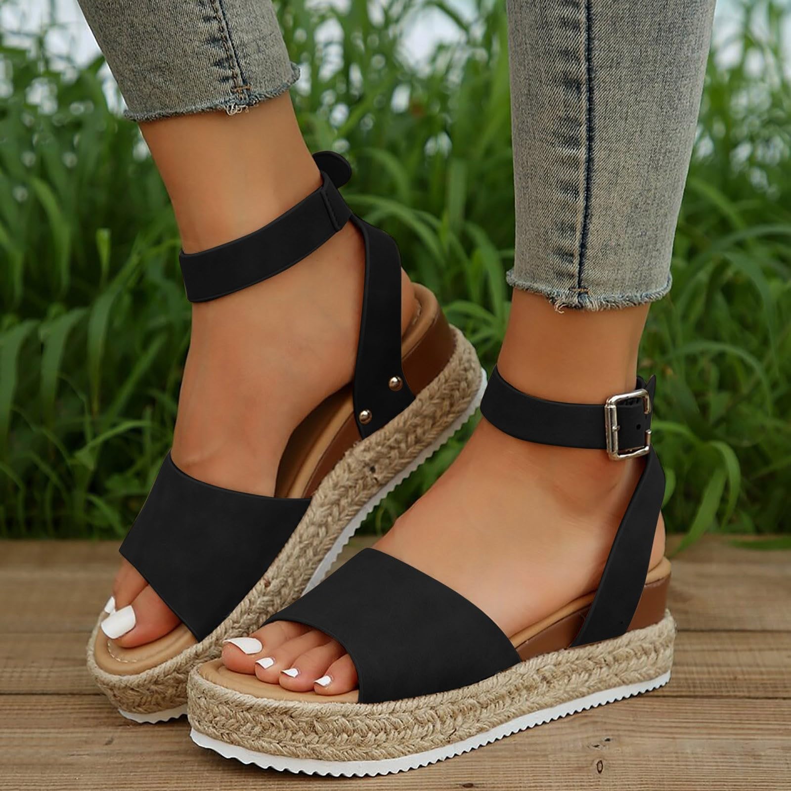 Alpargatas Mujer Planas Sandalias De Plataforma Mujer Con Cuña Verano  2025, Antideslizantes, Elegantes Sandalias Plataforma Mujer