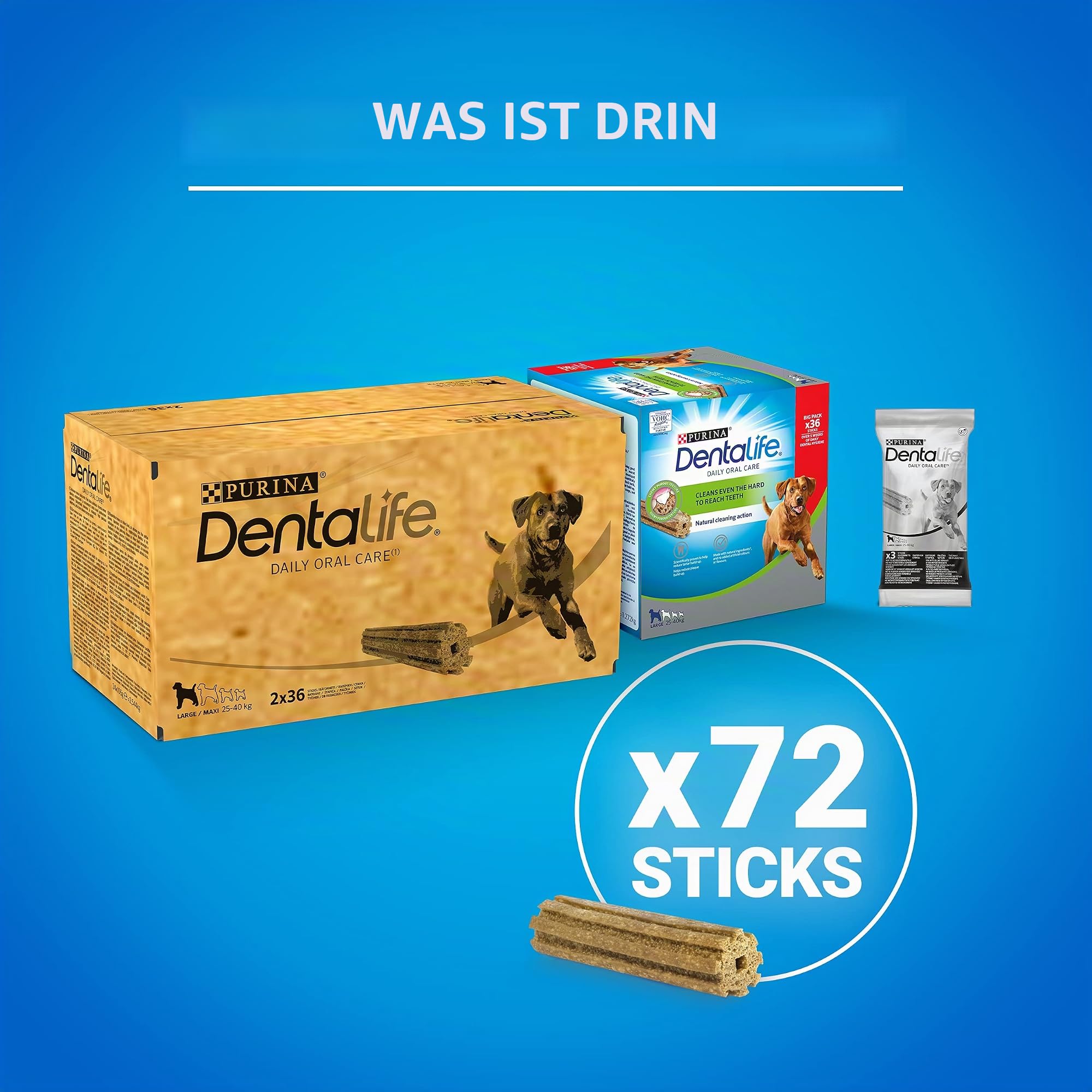 DENTALIFE Maxi – Multipack – 72 Kauknochen für große Hunde – 2 x 1272 g – Mundhygiene im Alltag