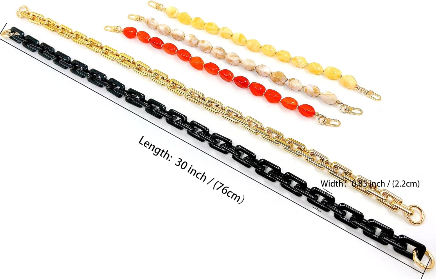 AUMEY 30" Handbag Chain Straps Acrylic Purse Chain Strap Fashionable Replacement Purse Clutches Handles for Purse Handbags DIY Crafts (Black) - Image 4