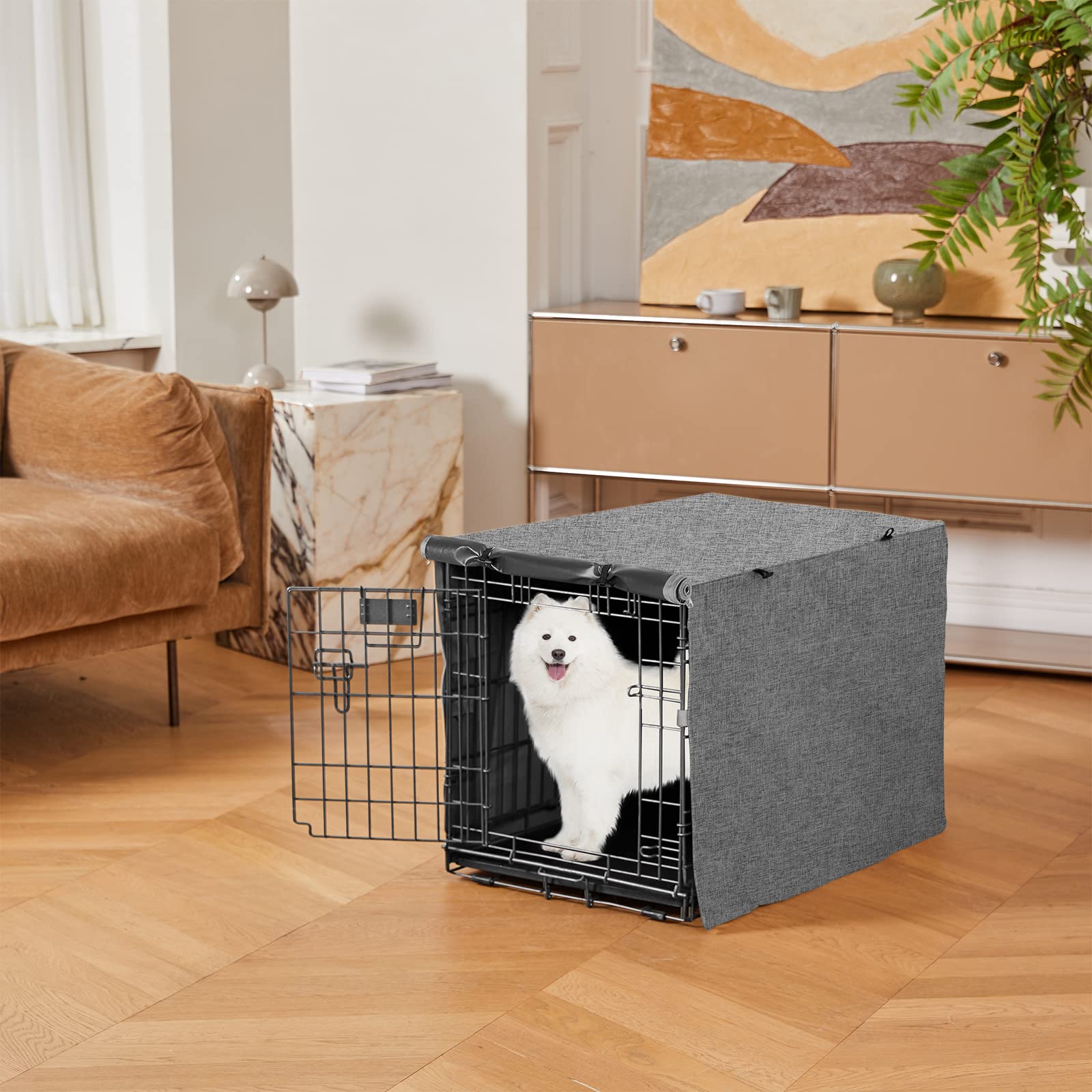 X-ZONE PET Funda para jaula de perro de doble puerta, cubierta de poliéster para perrera (se adapta a cajas de alambre de 24, 30, 36, 42 y 48 pulgadas)